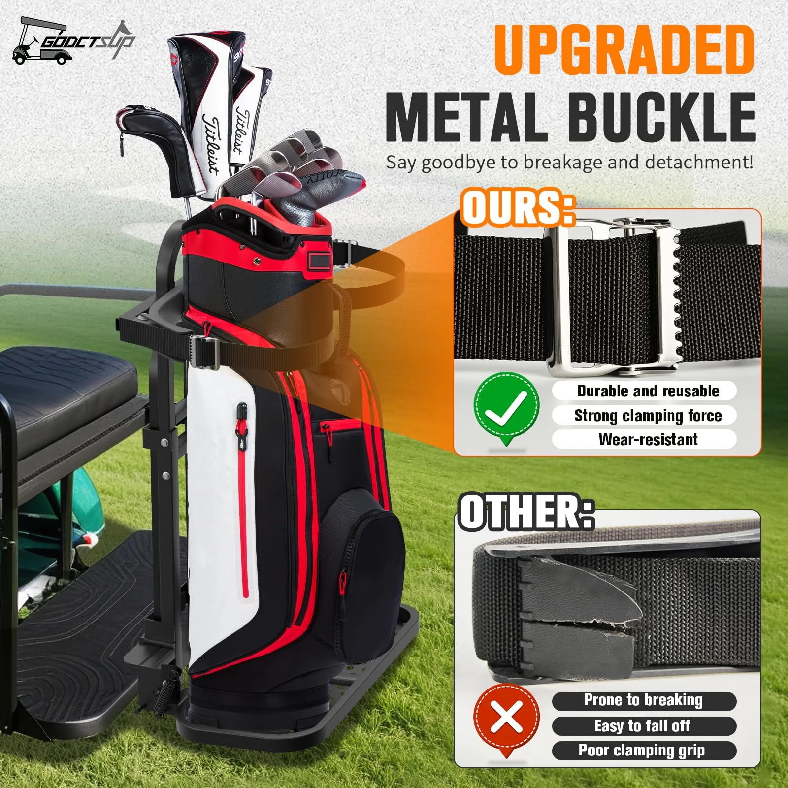 GODCTSUP Foldable Golf Cart Rear Seat Bag Rack image 4
