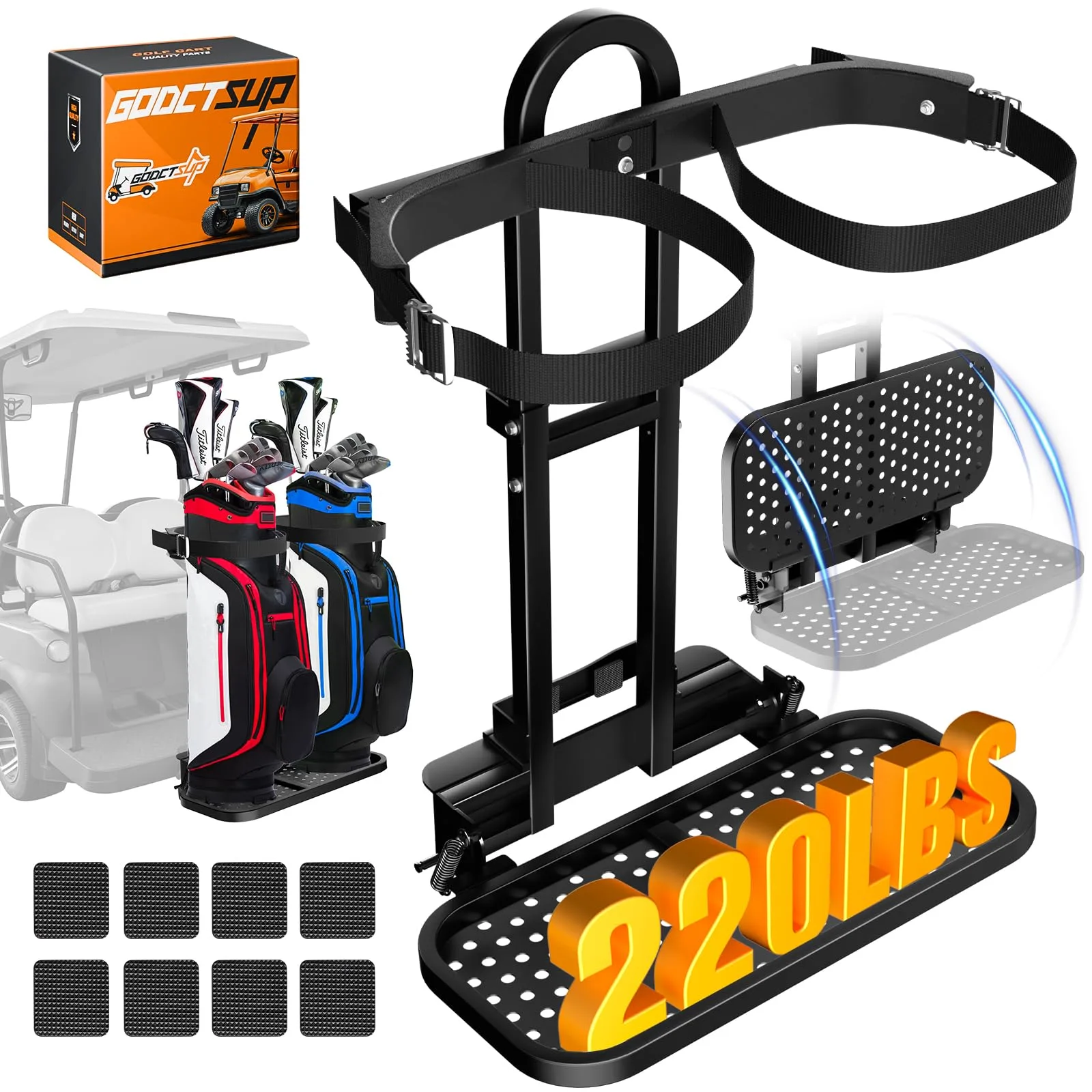 GODCTSUP Foldable Golf Cart Rear Seat Bag Rack