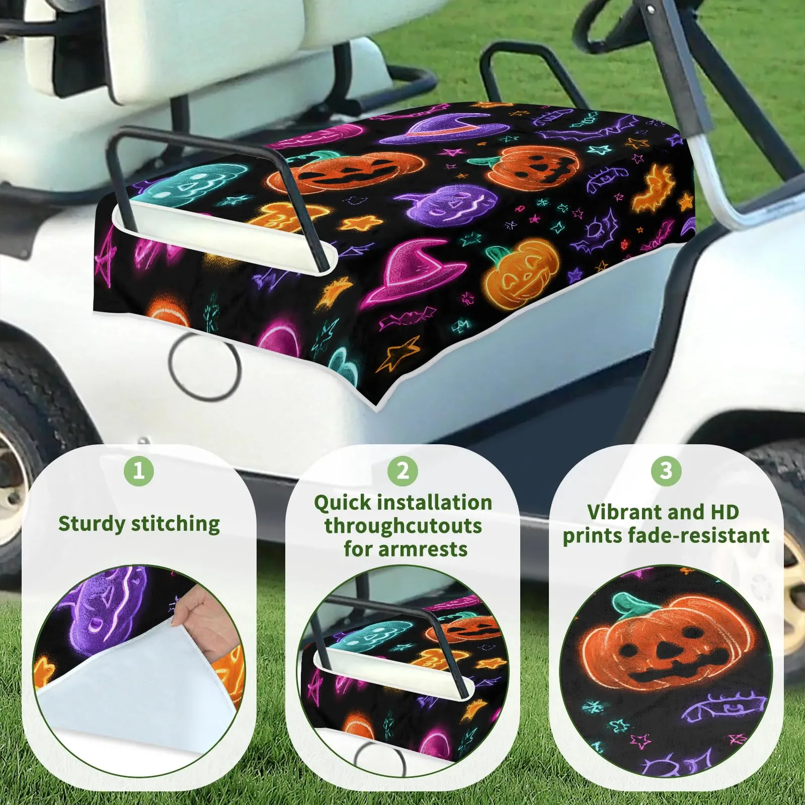 Tiveruda Halloween Pumpkin Golf Cart Seat Cover 51 x 31 in image 3