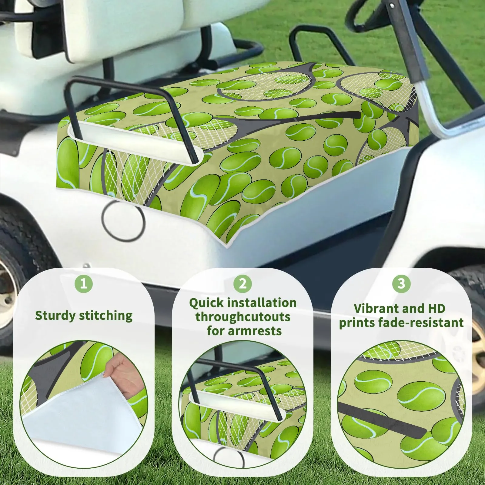 Tiveruda Golf Cart Seat Cover for Double Seats image 3