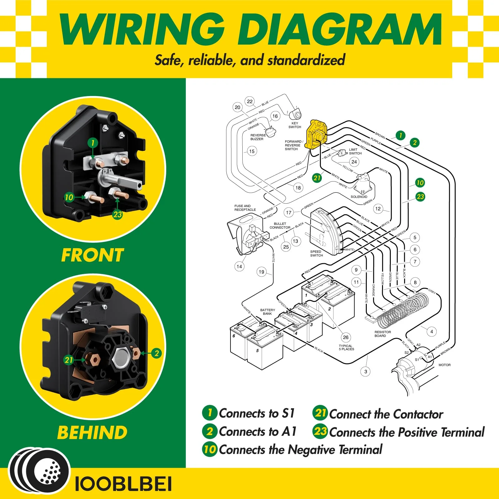 IOOBLBEI 36V Club Car DS Forward Reverse Switch image 3