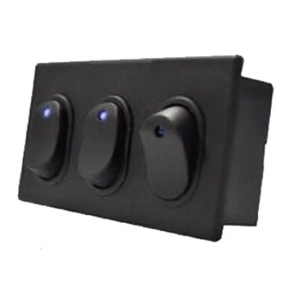 Reliance Triple Rocker Switch Bank with Blue LED for Golf Carts