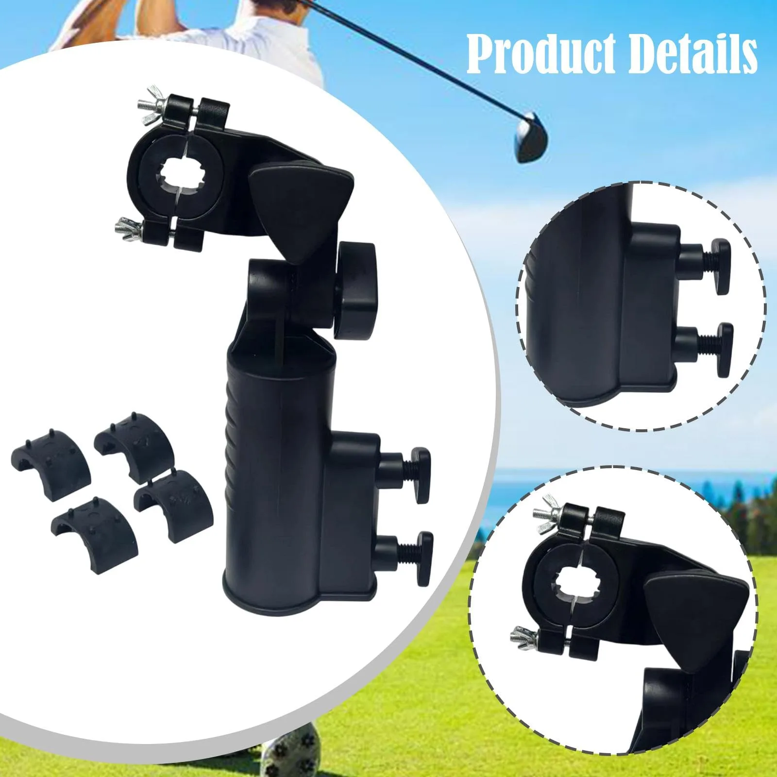 Generic Golf Push Cart Umbrella Holder with Adjustable Clamp image 2