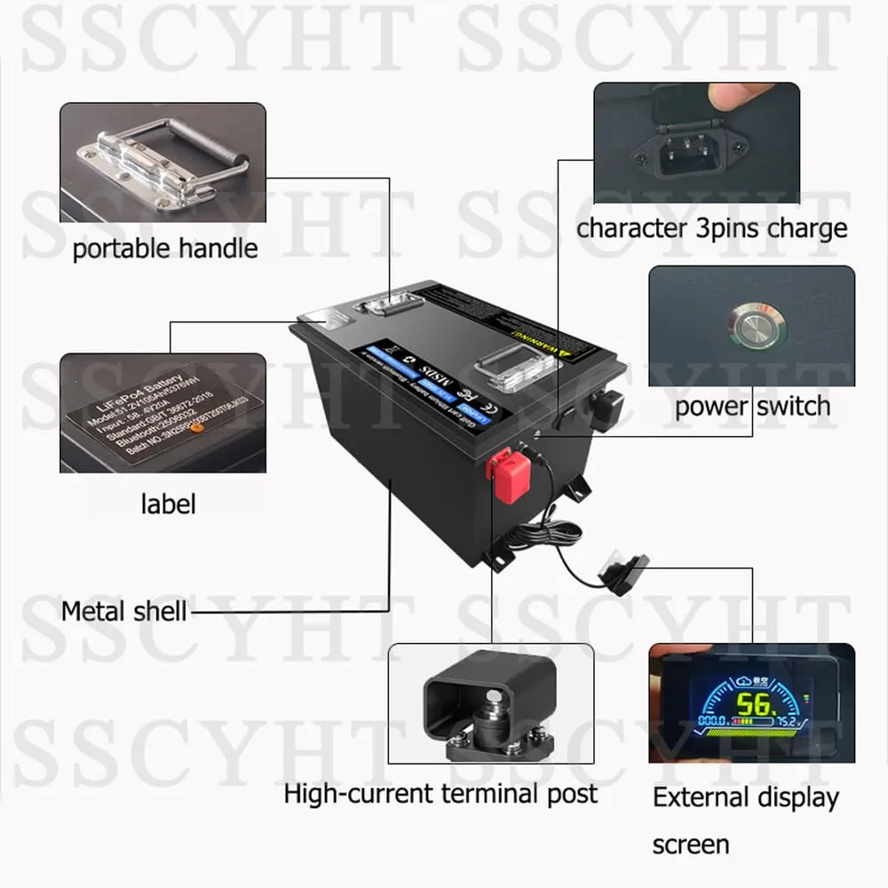 SSCYHT 51.2V LiFePO4 Golf Cart Battery for Club Car image 3