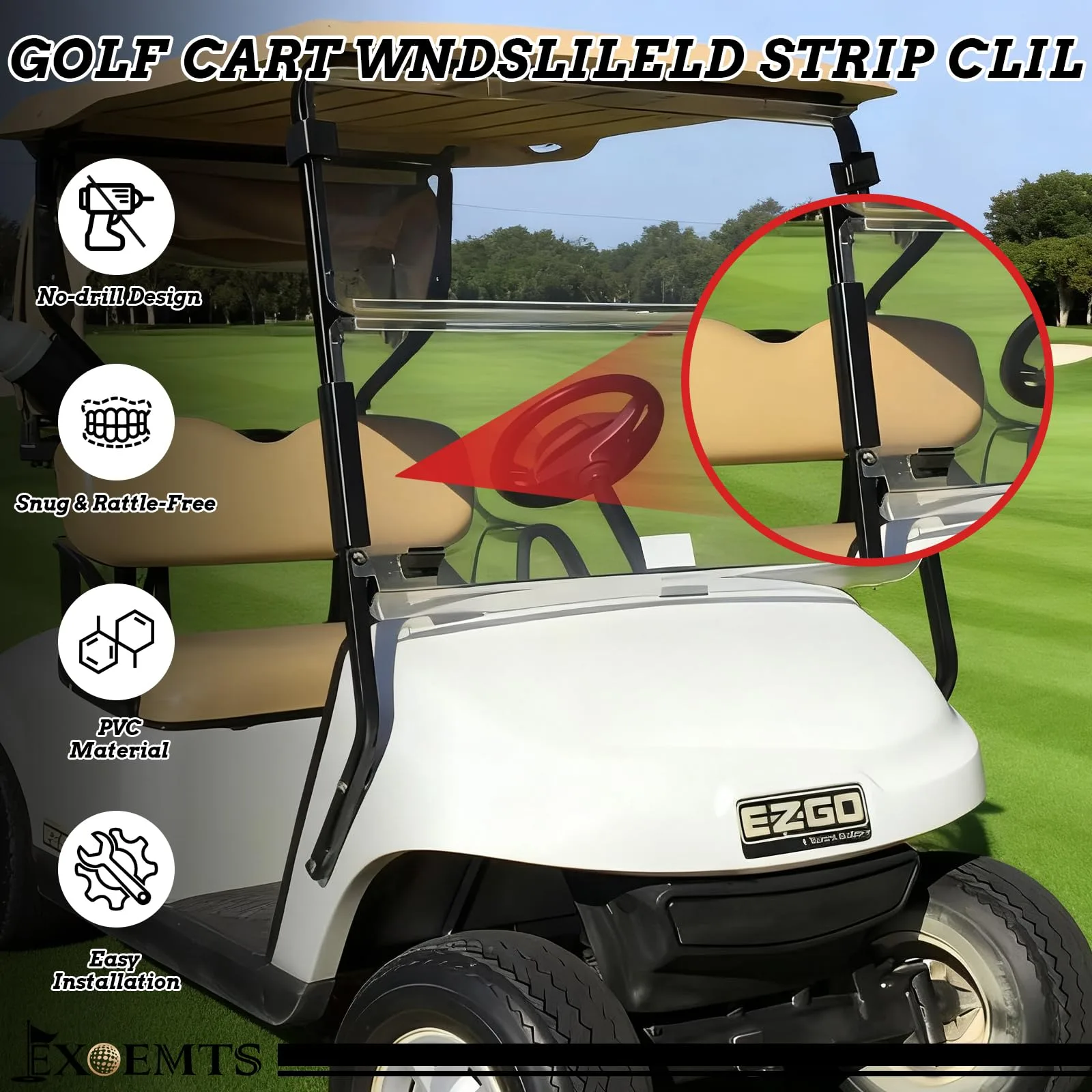 EXOEMTS E-Z-GO TXT Windshield Mounting Side Clips image 2