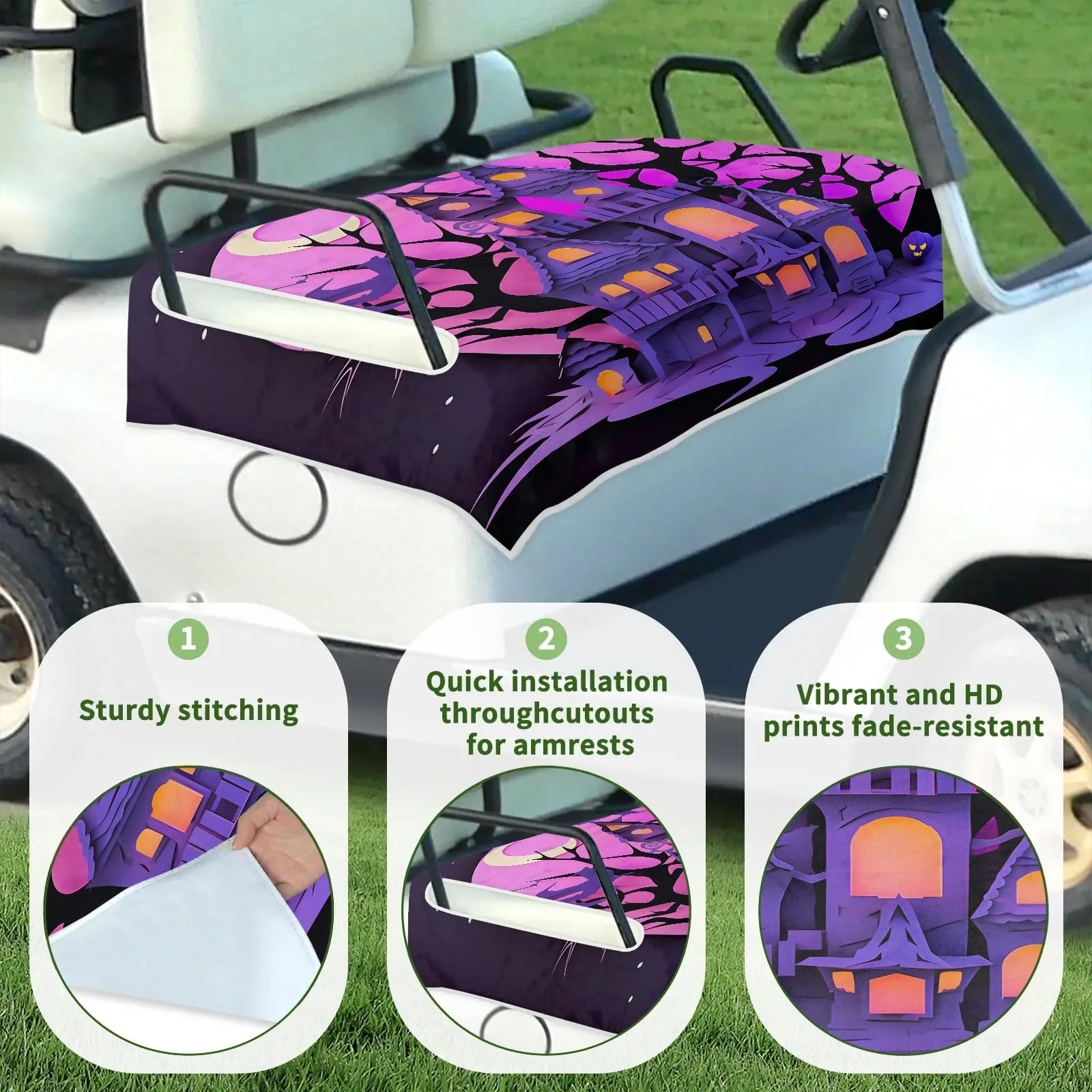 Tiveruda Halloween Castle Moon Golf Cart Seat Cover image 3