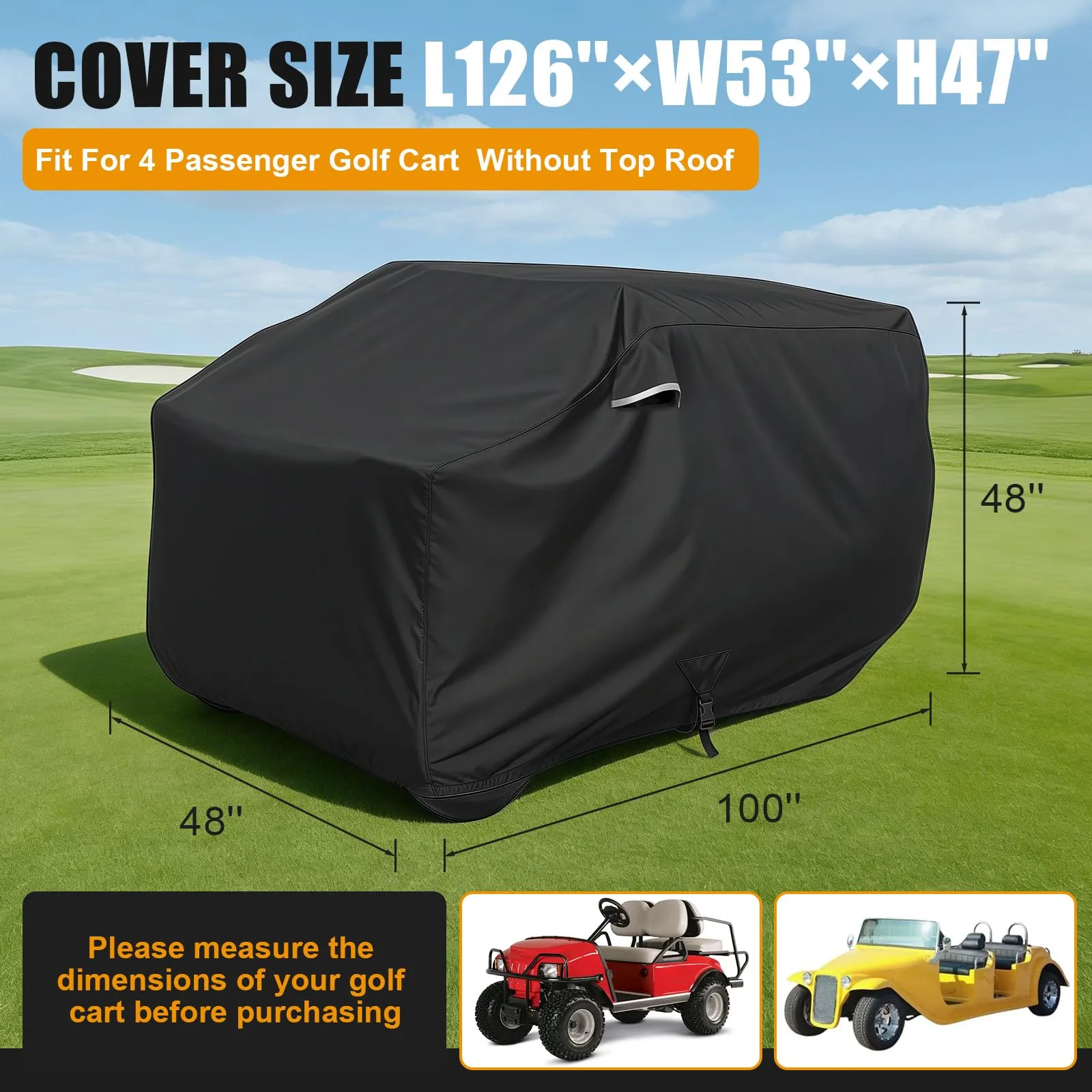 Kistrba Golf Cart Cover for Club Car DS and E-Z-GO TXT image 2