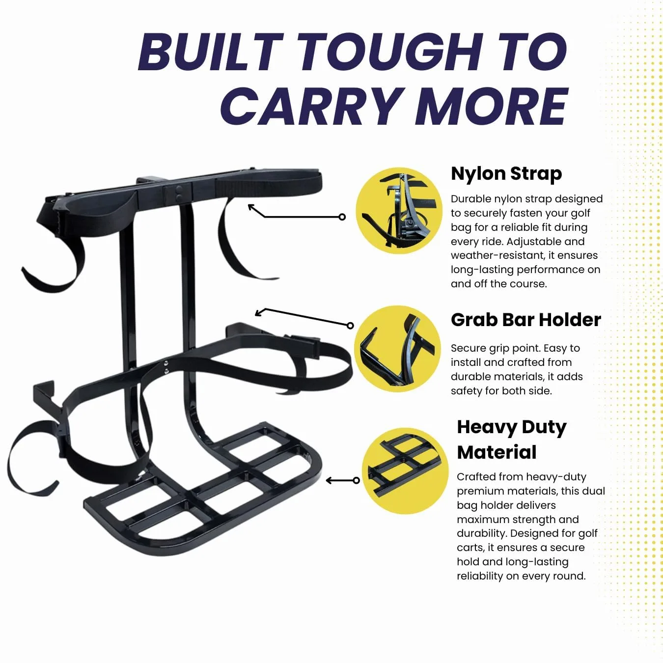 EKZ SEAT-592 Dual Golf Bag Holder for 24-Inch Grab Bars image 3