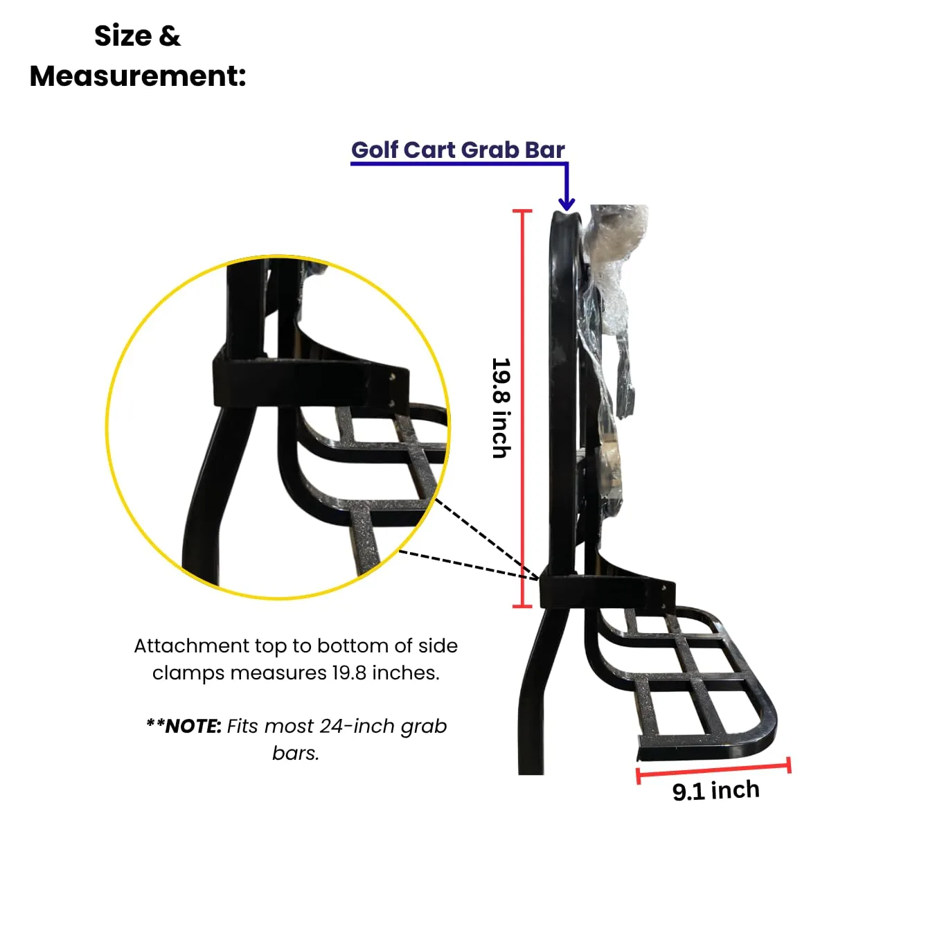 EKZ SEAT-592 Dual Golf Bag Holder for 24-Inch Grab Bars image 4