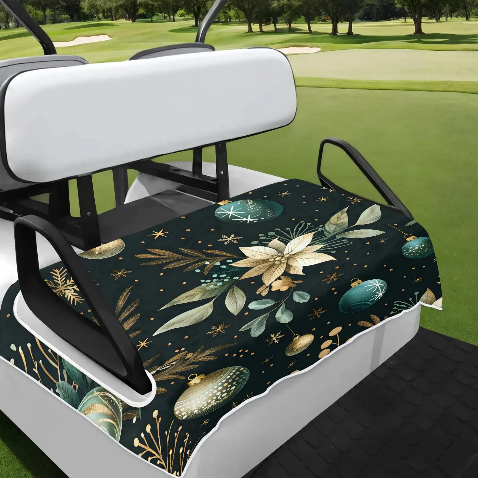 Tiveruda Christmas Ball Golf Cart Seat Cover, 51 x 31 in