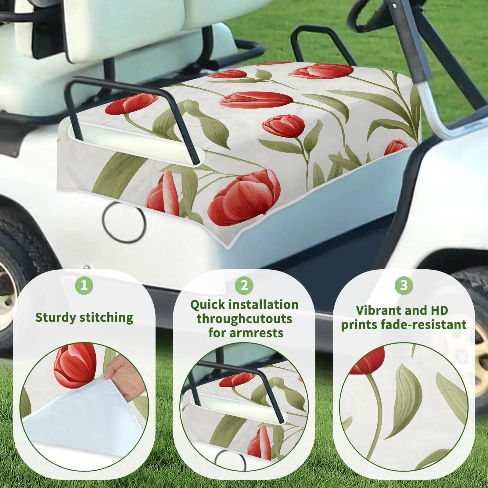 Tiveruda Golf Cart Seat Cover for Double Seats, 51 x 31 in image 3
