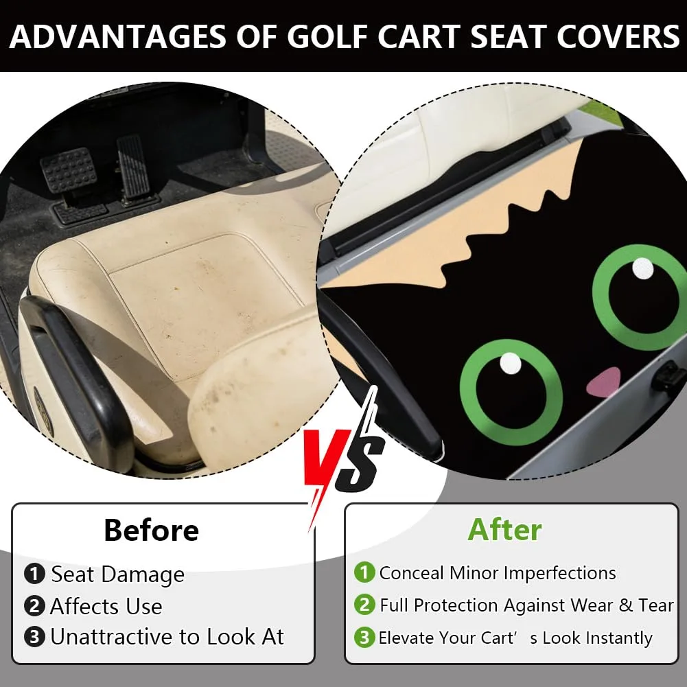 TNKBREEZE Black Cat Golf Cart Seat Cover 51 x 31 in image 3