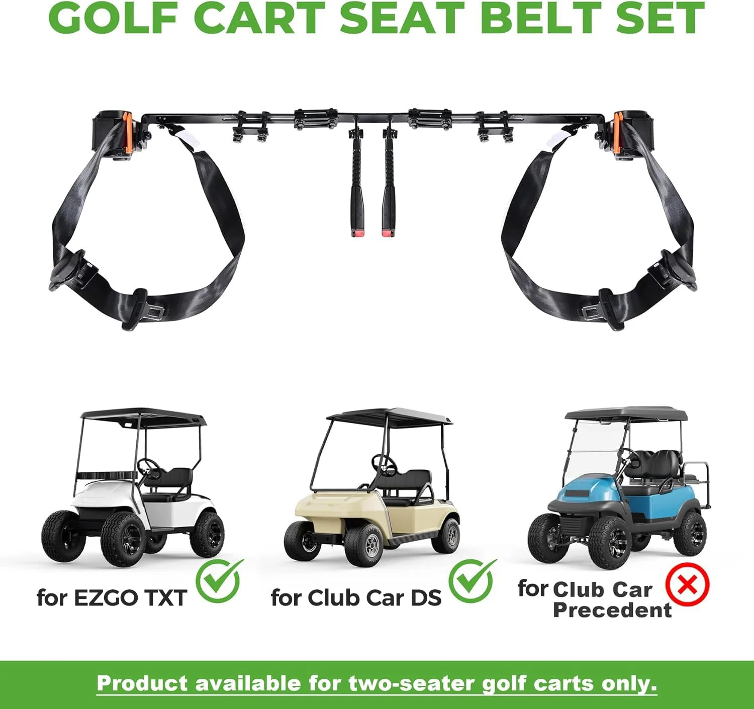 10L0L 42" Retractable 3-Point Seat Belt Kit for E-Z-GO TXT & Club Car DS image 2