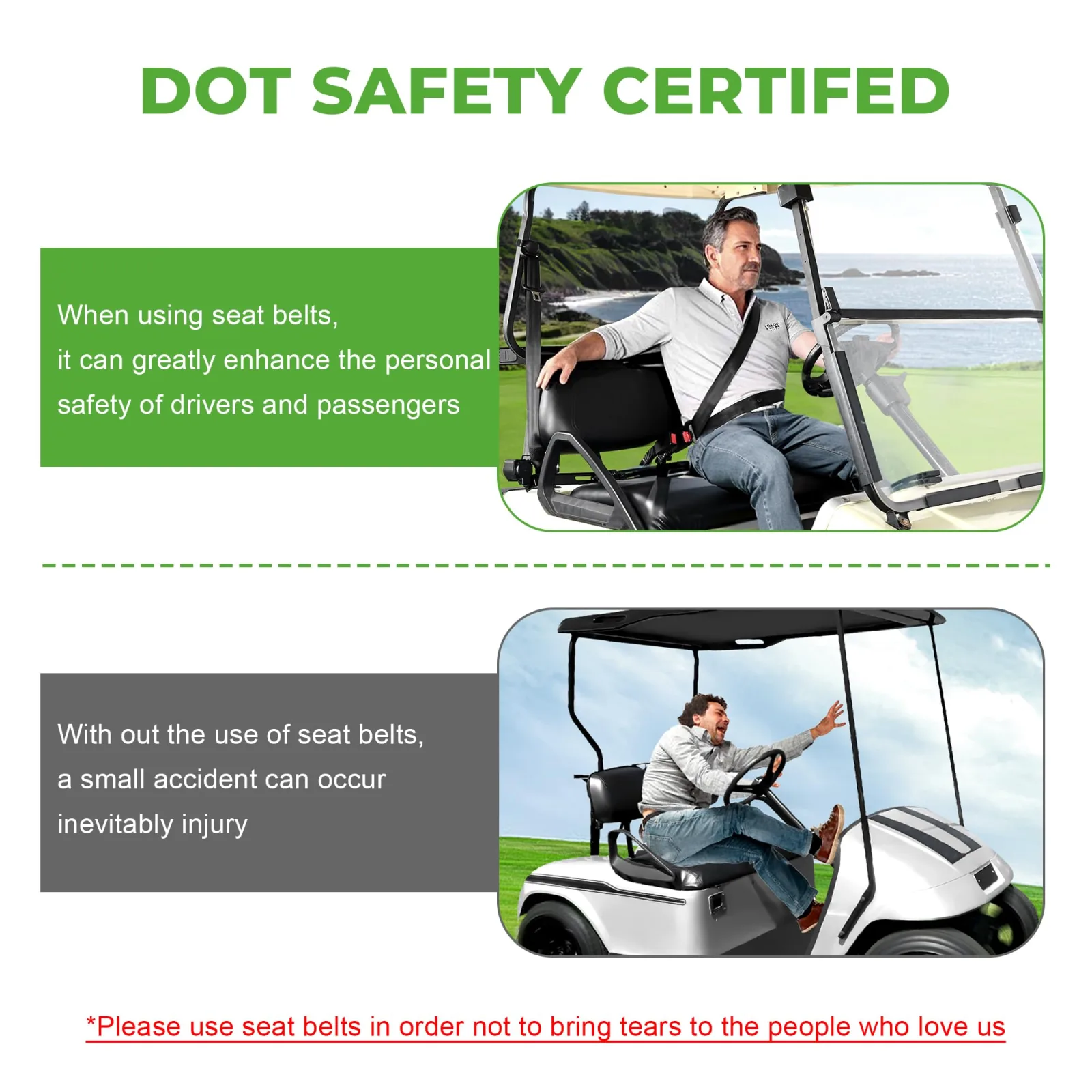 10L0L 42" Retractable 3-Point Seat Belt Kit for E-Z-GO TXT & Club Car DS image 4