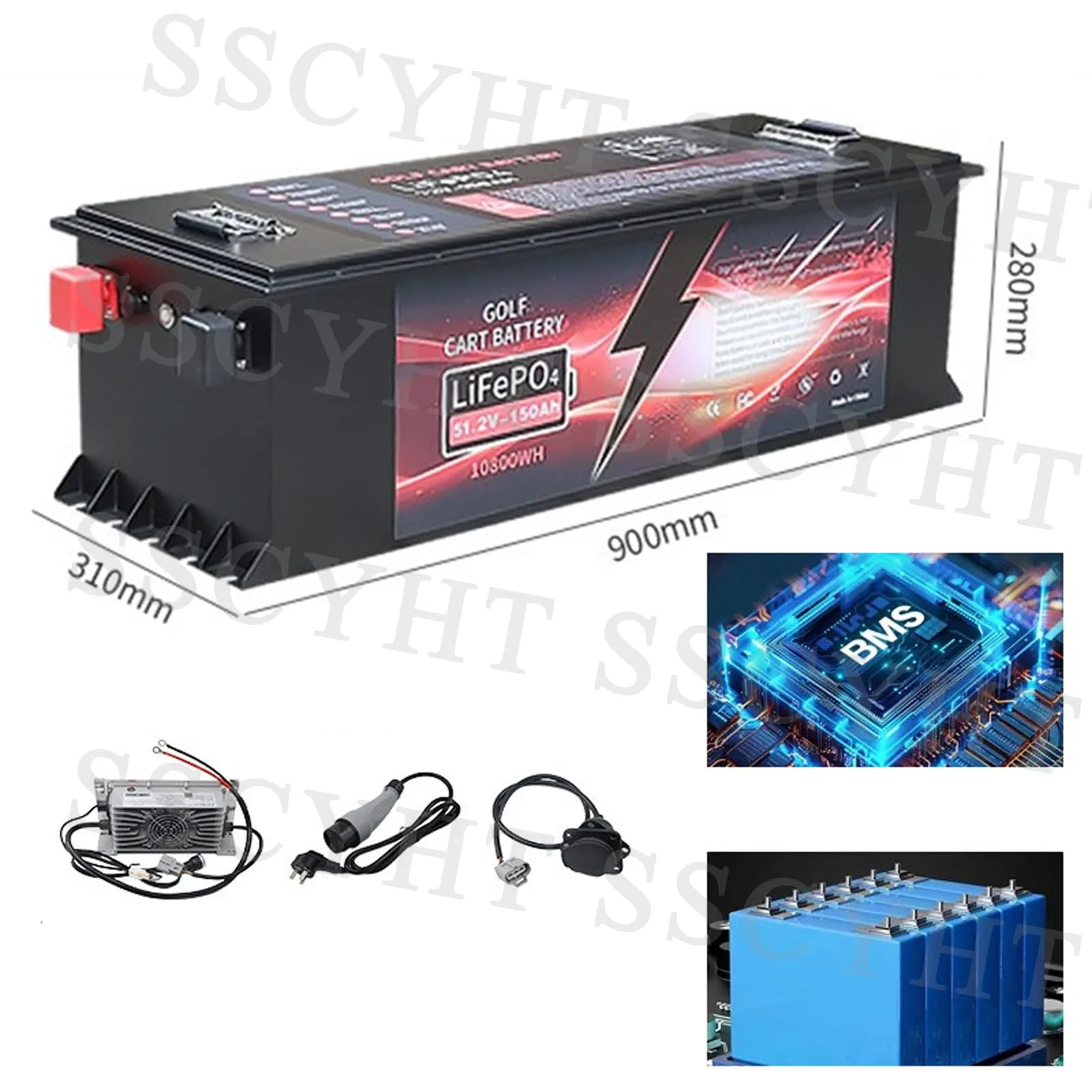 SSCYHT 51.2V 210Ah LiFePO4 Golf Cart Battery image 2
