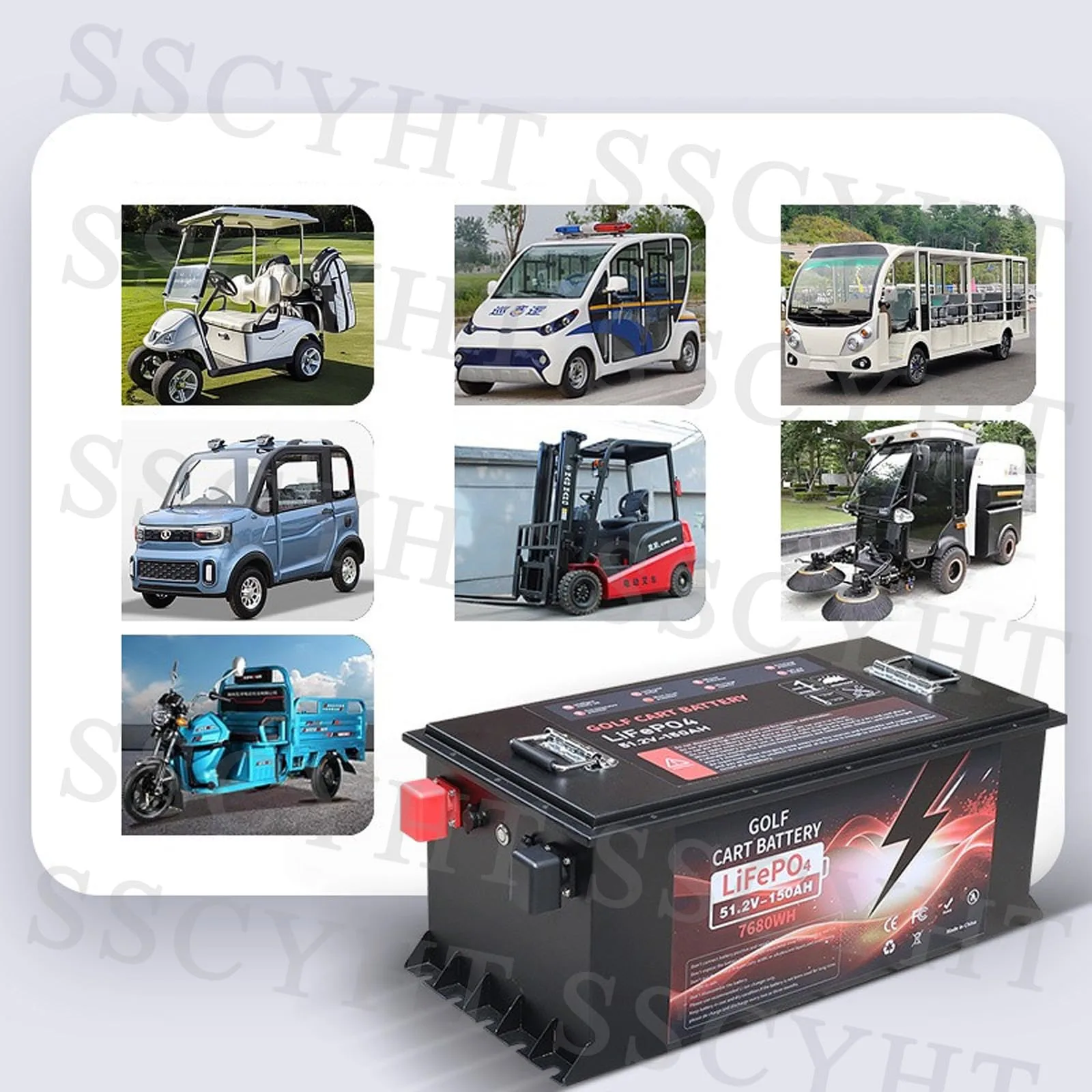 SSCYHT 51.2V 210Ah LiFePO4 Golf Cart Battery image 4