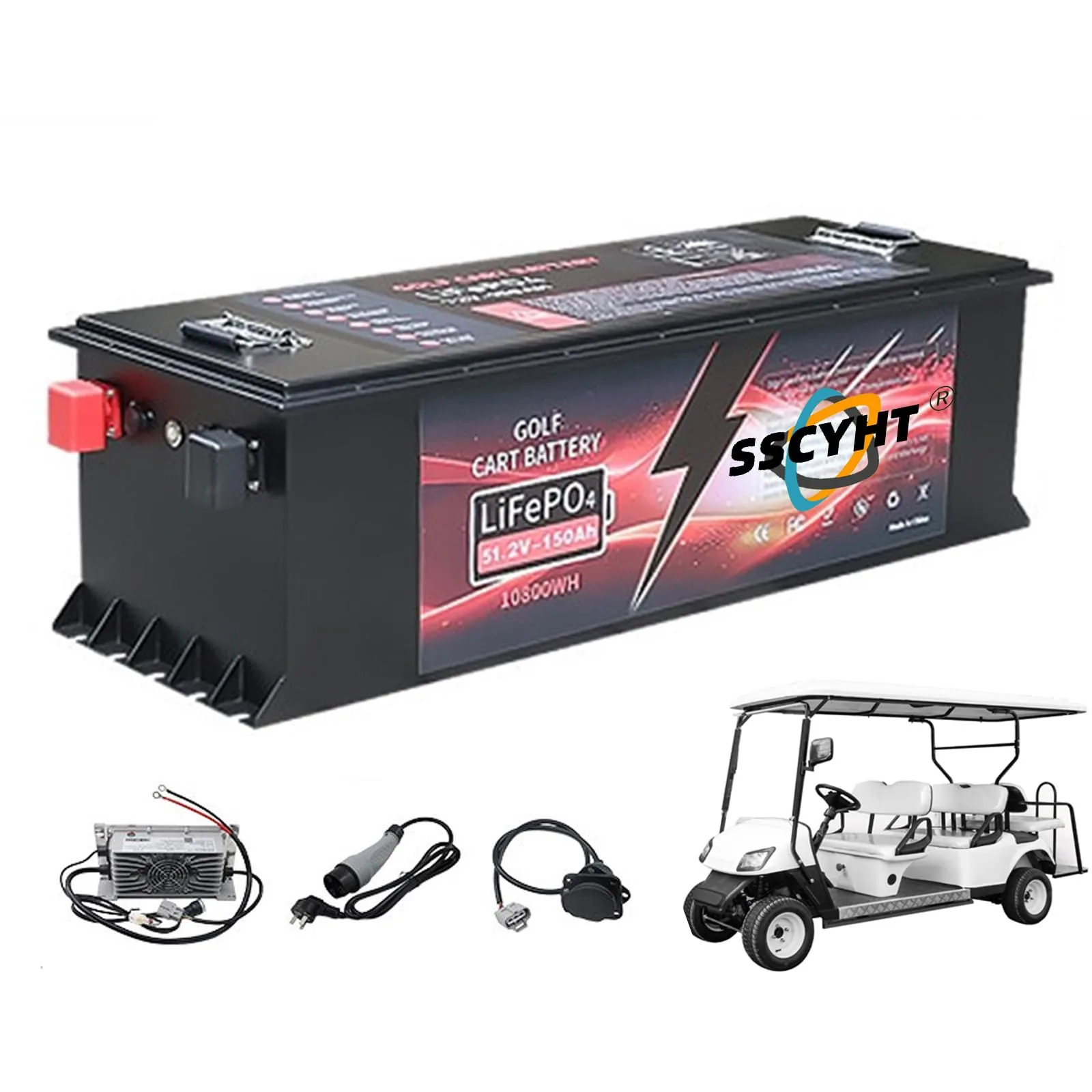 SSCYHT 51.2V 210Ah LiFePO4 Golf Cart Battery