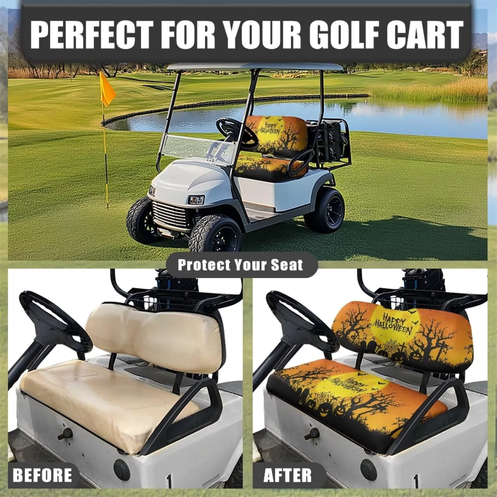 Quidrwyo Halloween Moon Golf Cart Seat Covers image 4