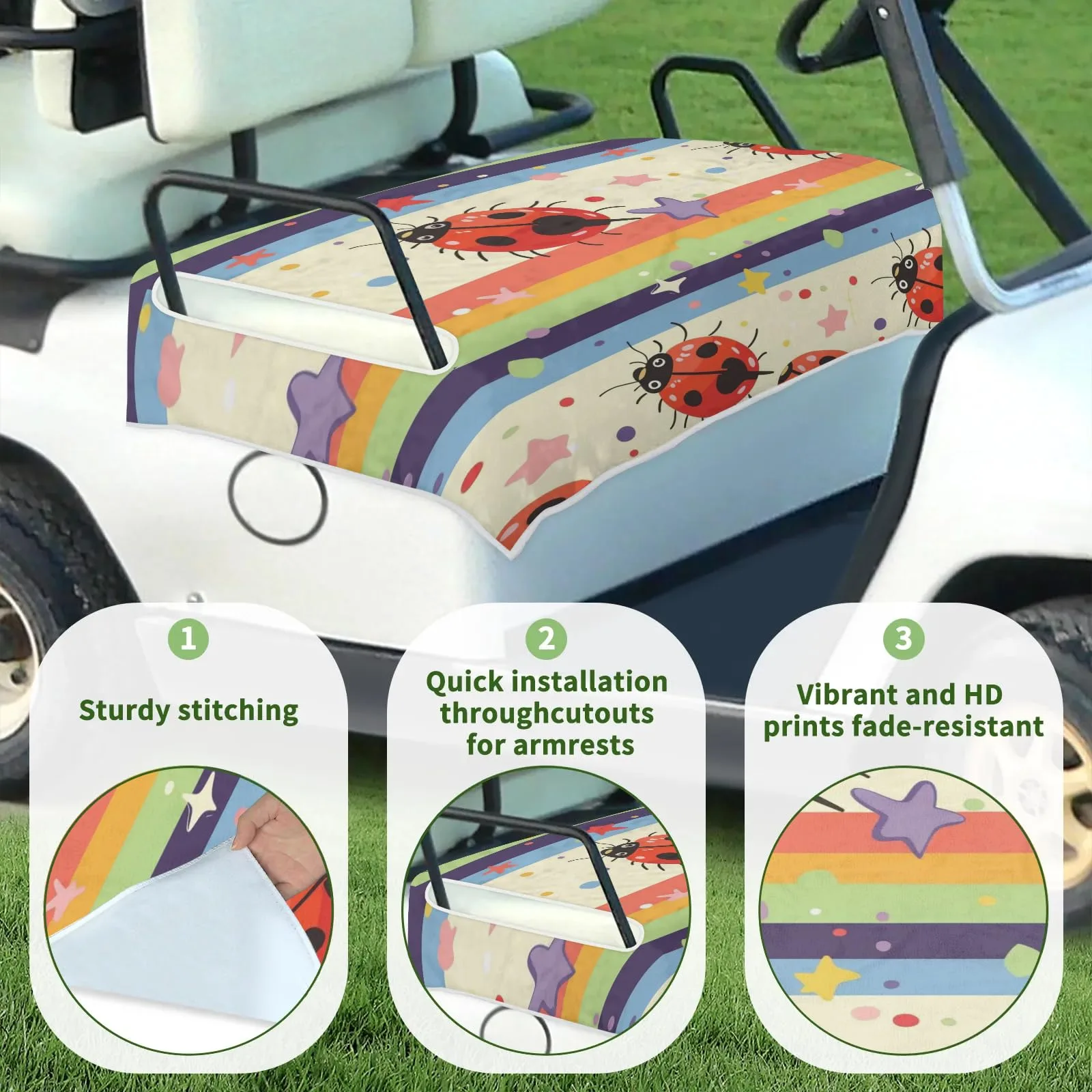 Tiveruda Rainbow Golf Cart Seat Cover for Double Seats image 3