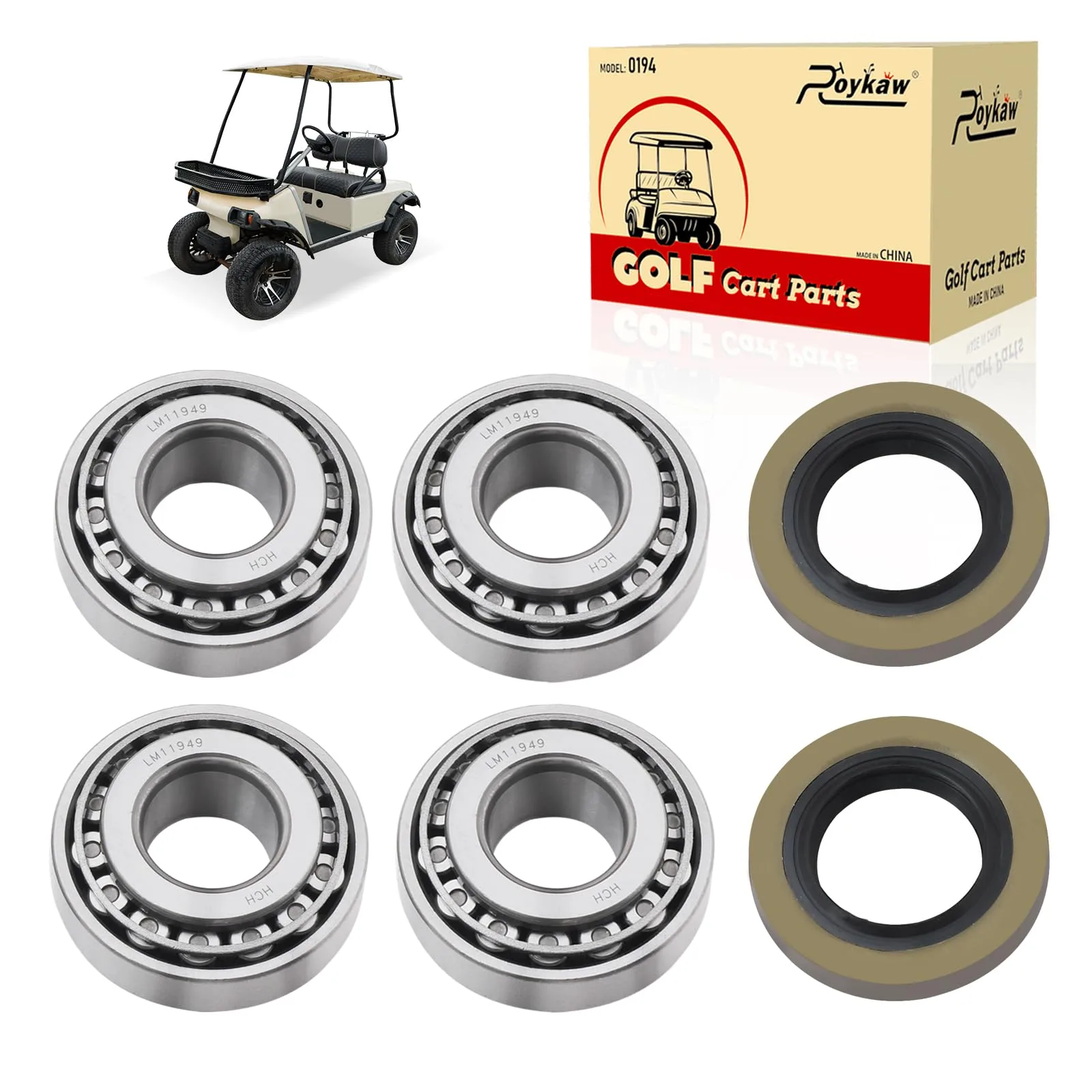 Roykaw Front Wheel Bearing & Seal Kit for Club Car DS/Carryall G-0260N