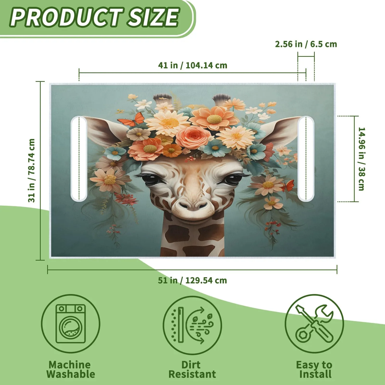Tiveruda Giraffe Flower Golf Cart Seat Cover image 2