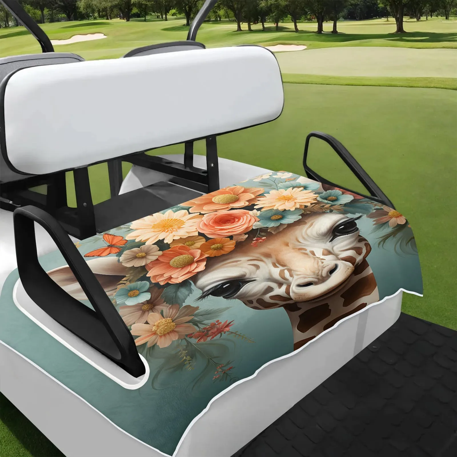 Tiveruda Giraffe Flower Golf Cart Seat Cover