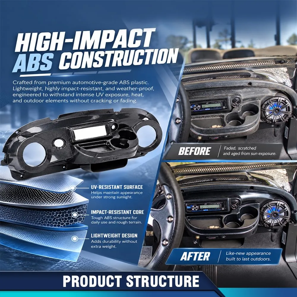 PIT66 Carbon Fiber Dash Kit for Club Car Precedent 2004-2008 image 3