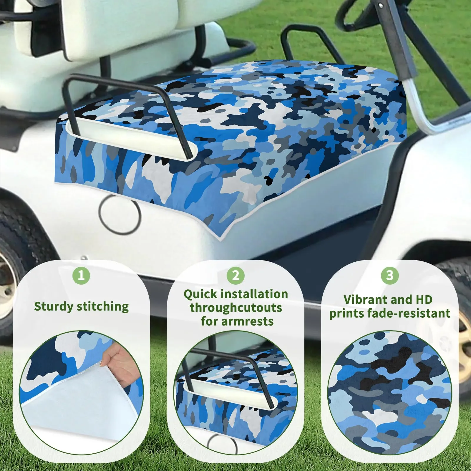 Tiveruda Camouflage Golf Cart Seat Cover for Double Seats image 3