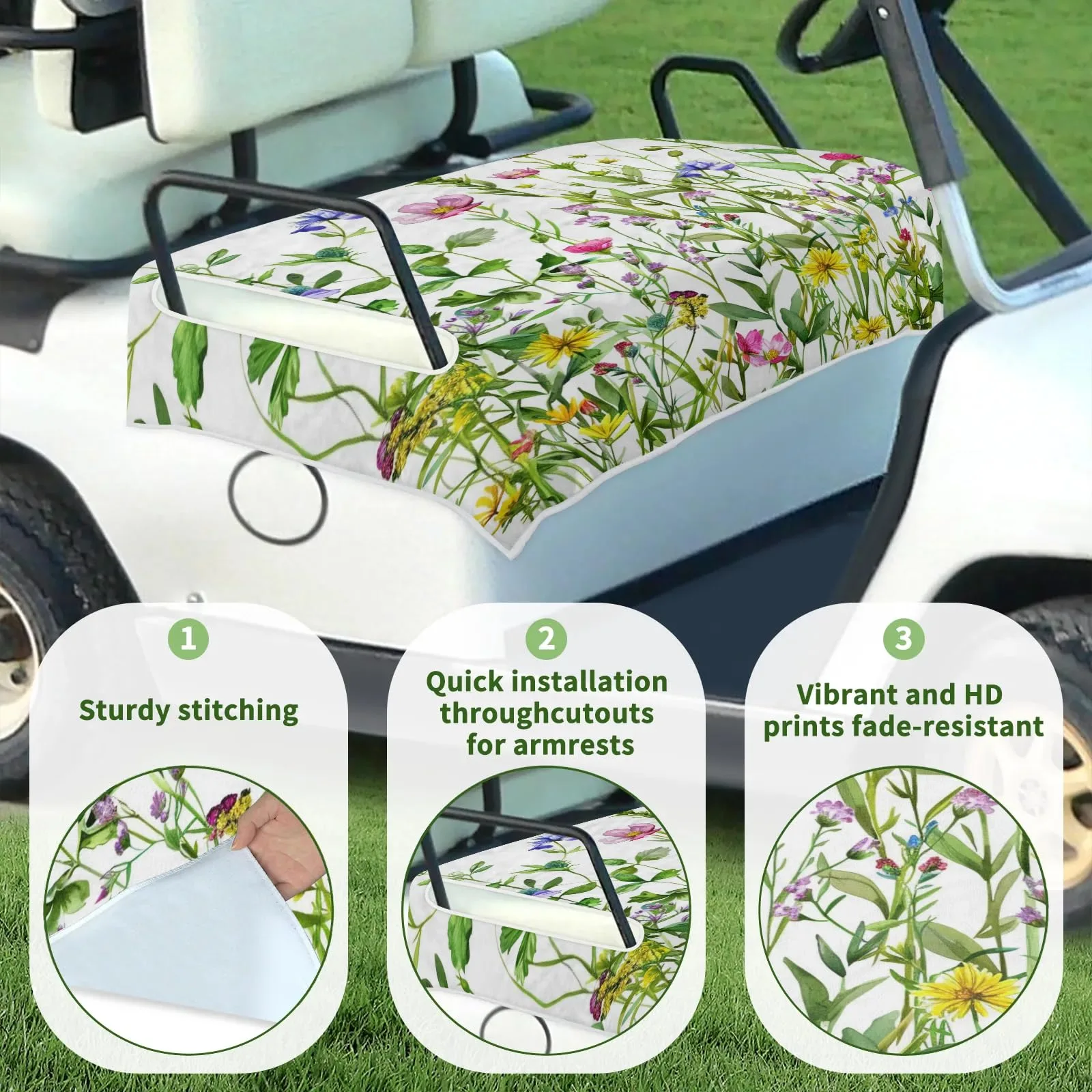 Tiveruda Floral Golf Cart Seat Cover Blanket, 51 x 31 in image 3