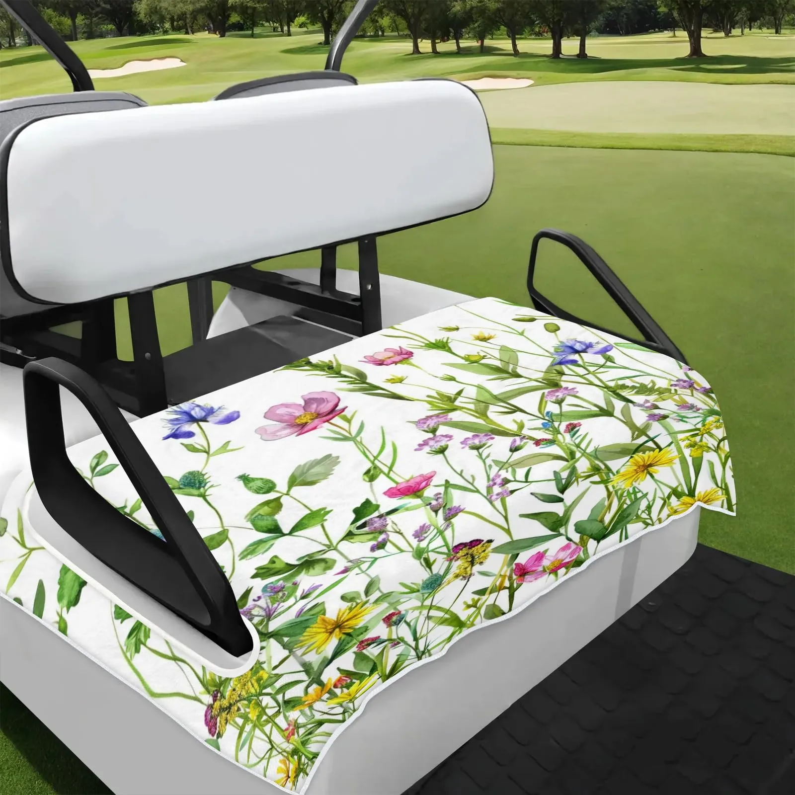 Tiveruda Floral Golf Cart Seat Cover Blanket, 51 x 31 in