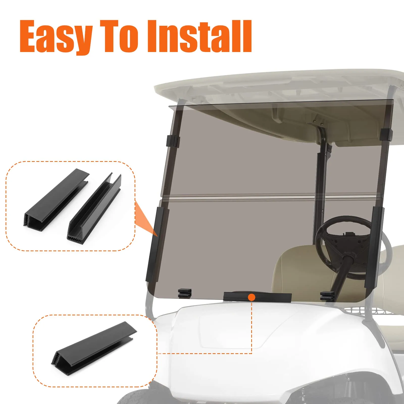 TechInovat Tinted Fold-Down Windshield for Yamaha G14/G16/G19 (1995–2003) image 2