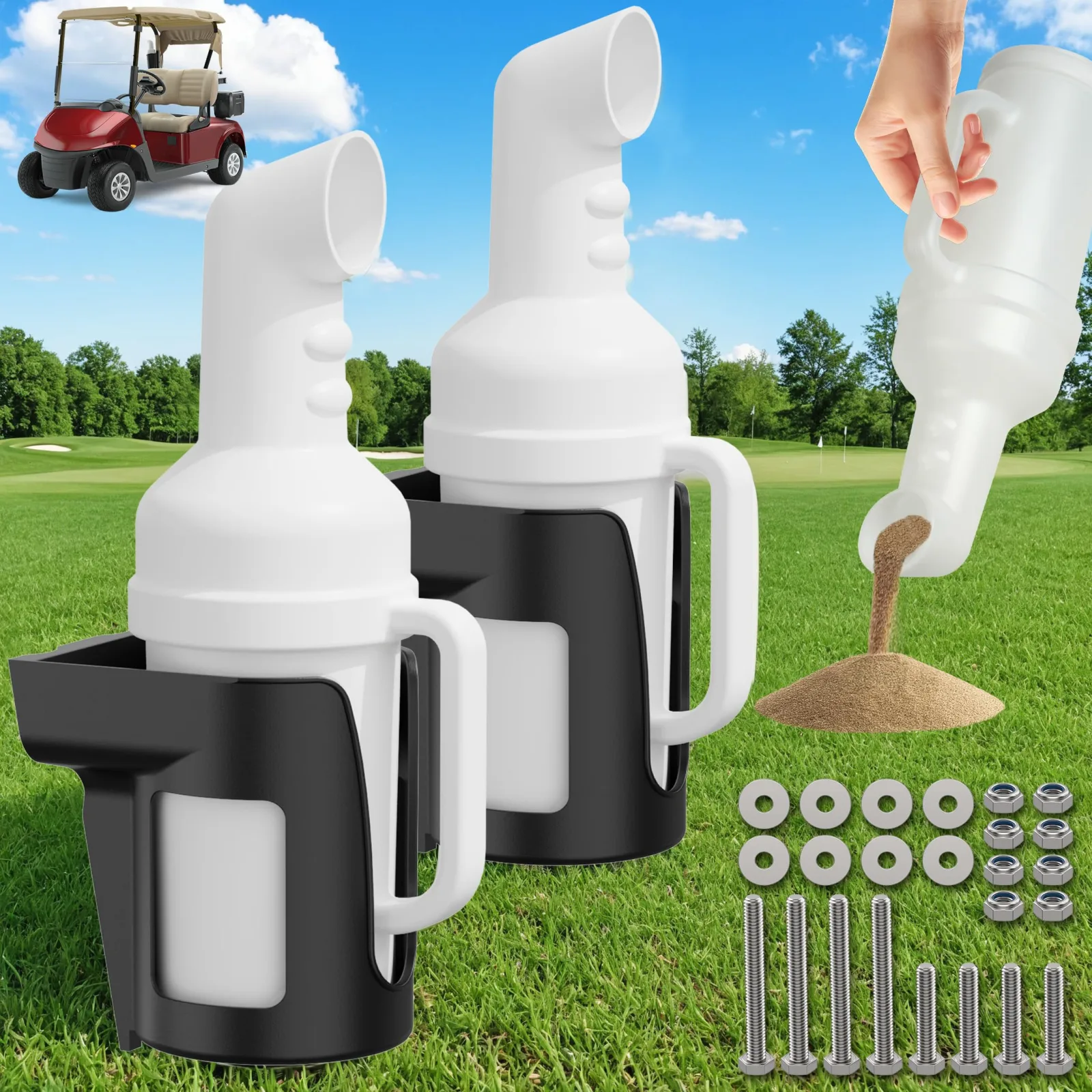 10L0L Golf Cart Sand Bottle Set with Holder Y61X2