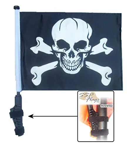 SSP Flags Jolly Roger Golf Cart Flag with Bracket