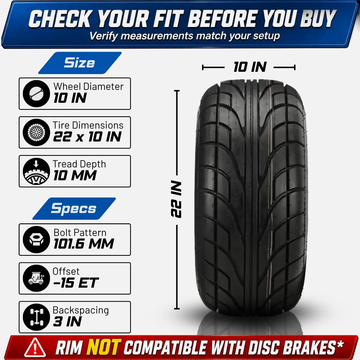 RM Cart 22x10-10 Tire and Wheel Assembly 10092M505 image 4