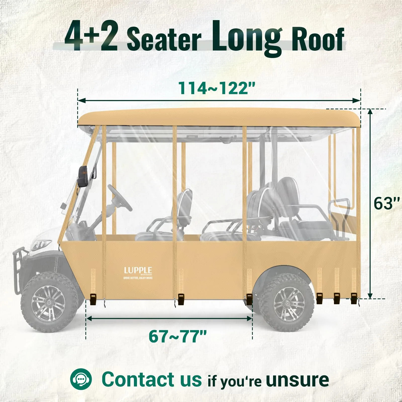 LUPPLE 6-Passenger Golf Cart Enclosure, 114-122 in Roof image 3