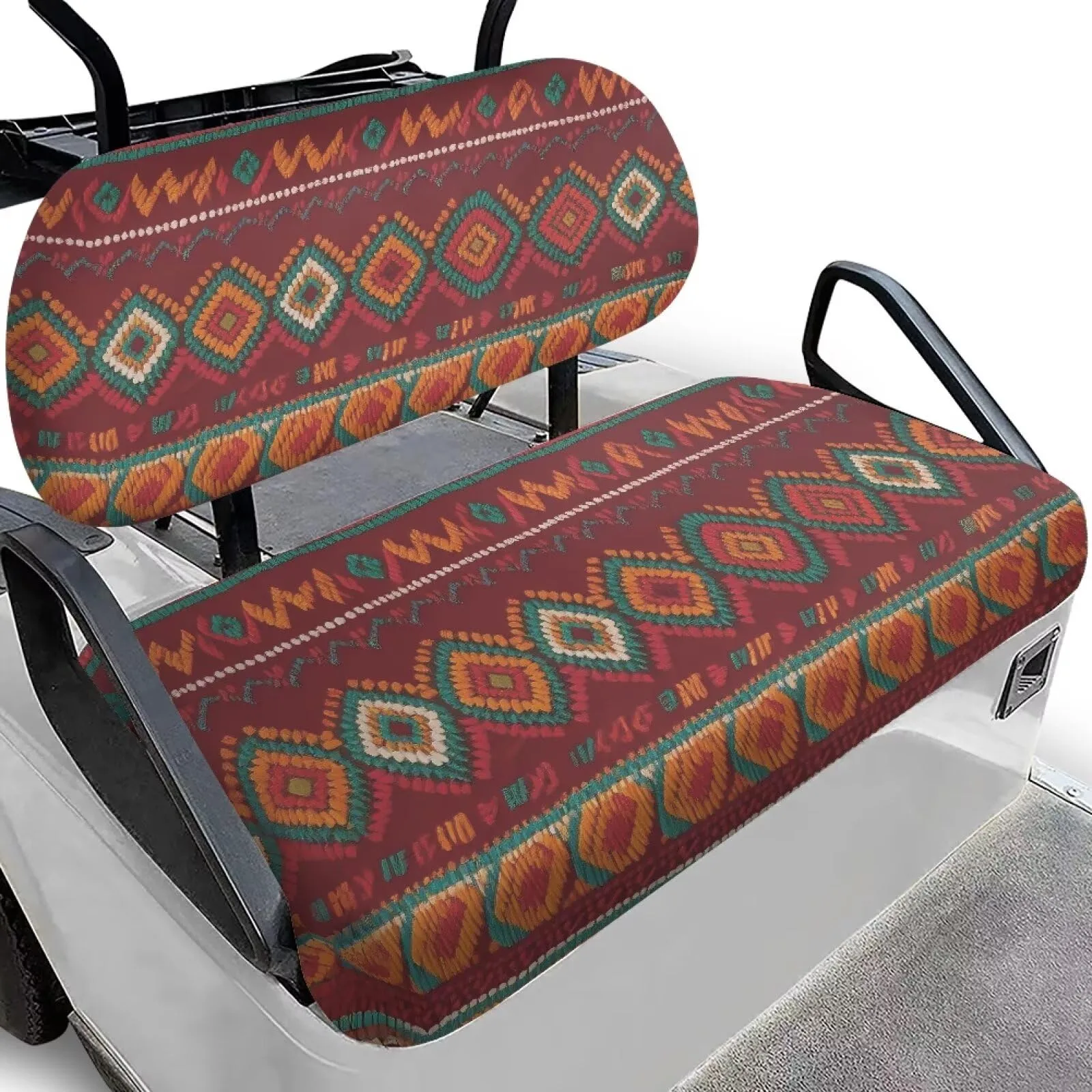 Quidrwyo Red Boho Golf Cart Seat Cover Set