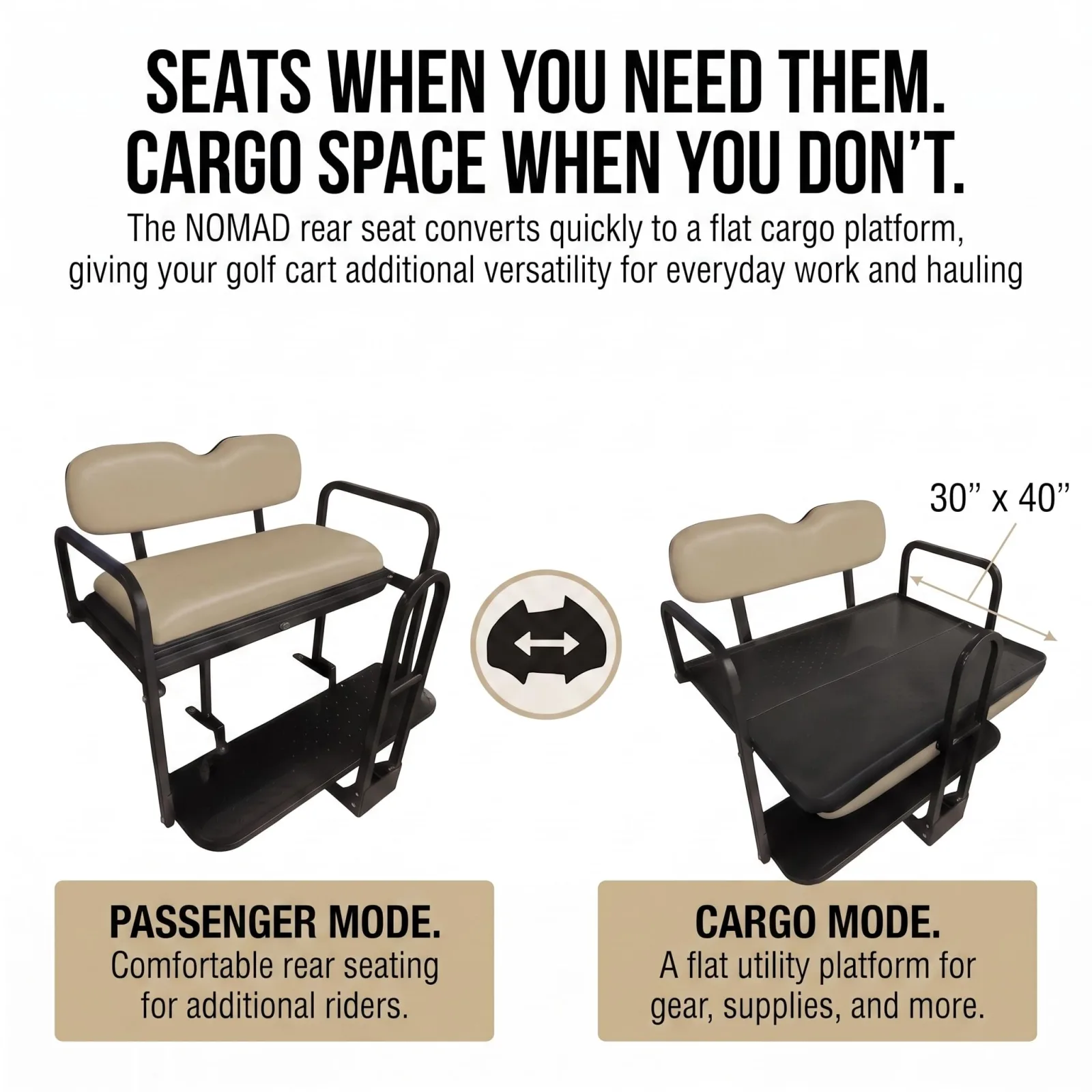 Hardcore Parts Rear Flip Seat for E-Z-GO Medalist/TXT image 3