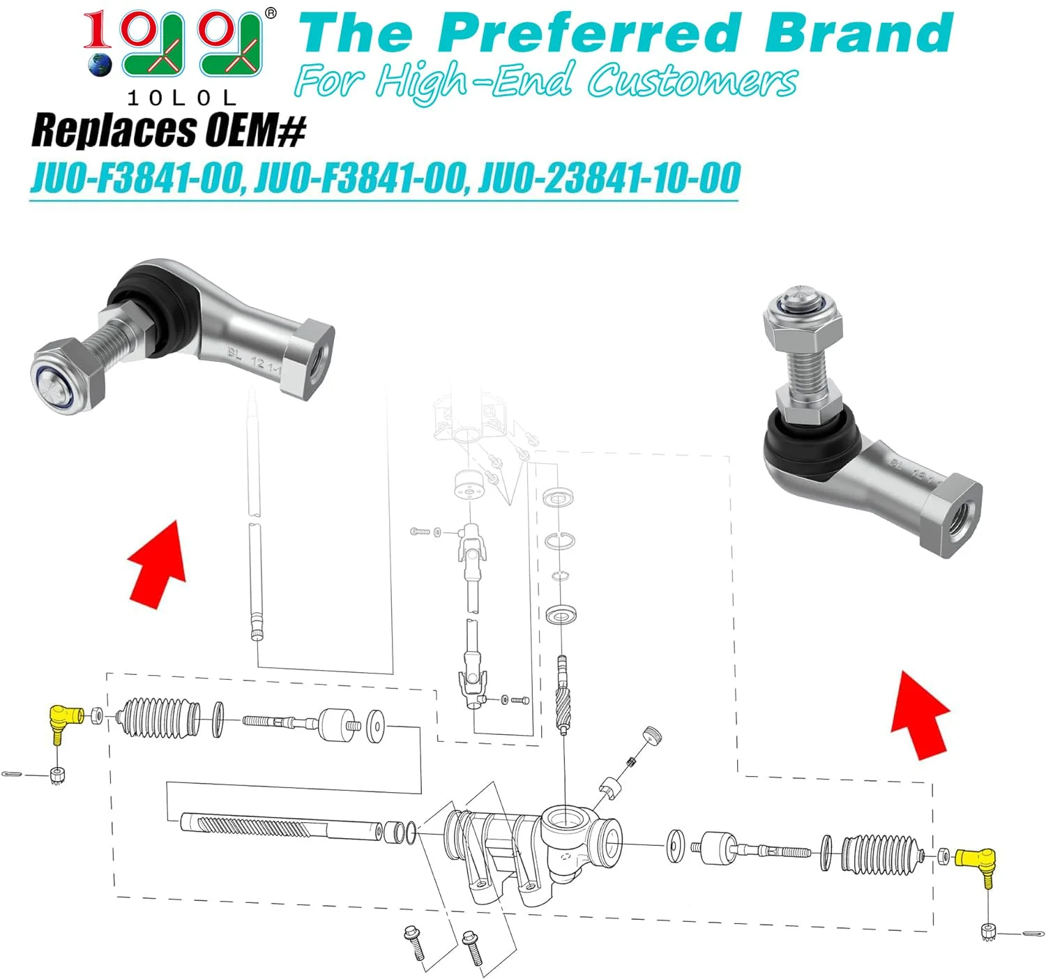 10L0L Tie Rod End Ball Joint Kit for Yamaha G22 G29 image 3