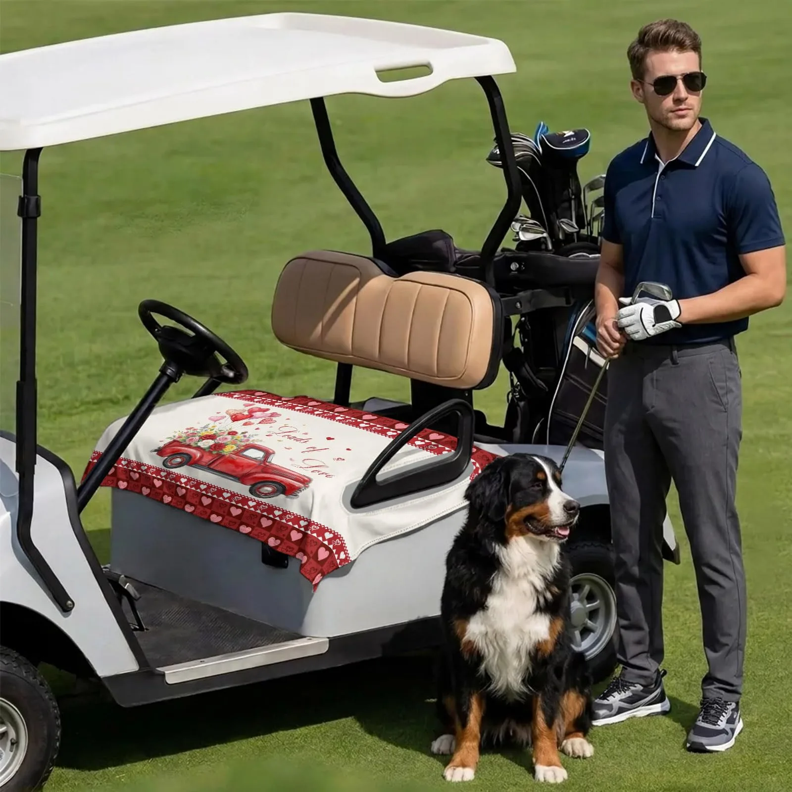DecorLovee Red Golf Cart Seat Cover 51 x 31 Inch image 3