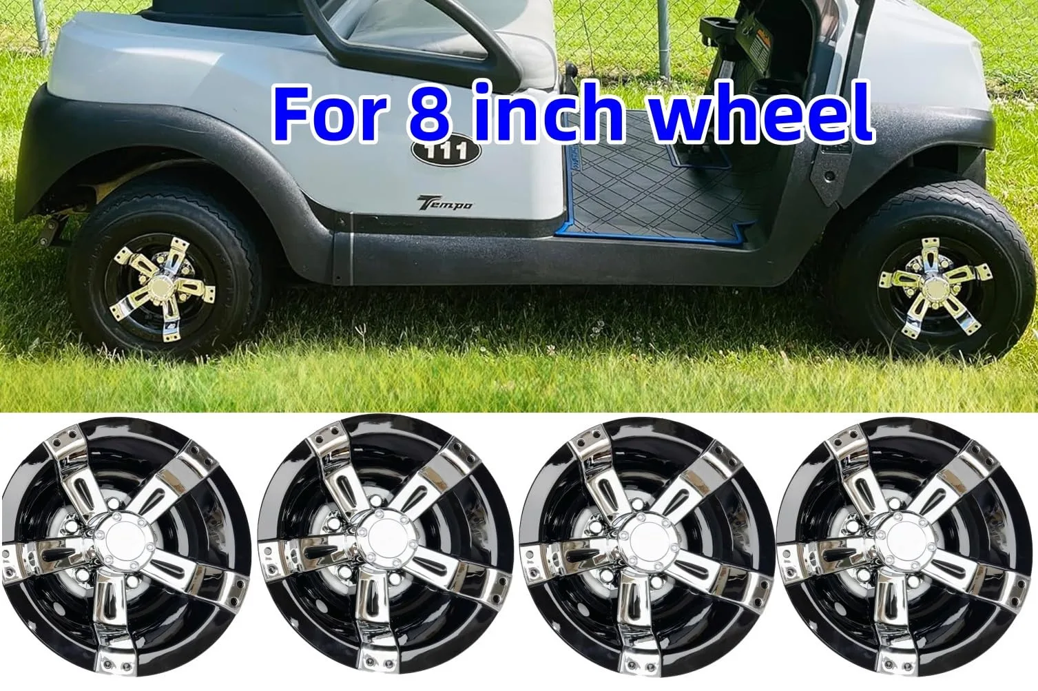 BestAccess 8-Inch Chrome Wheel Covers for Golf Carts image 2