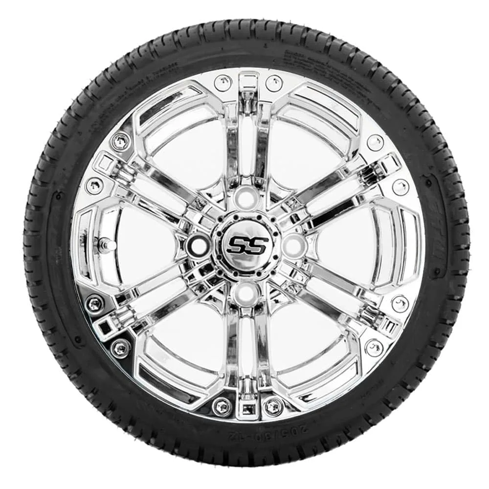 GTW Specter 12-Inch Chrome Golf Cart Wheels and Tires
