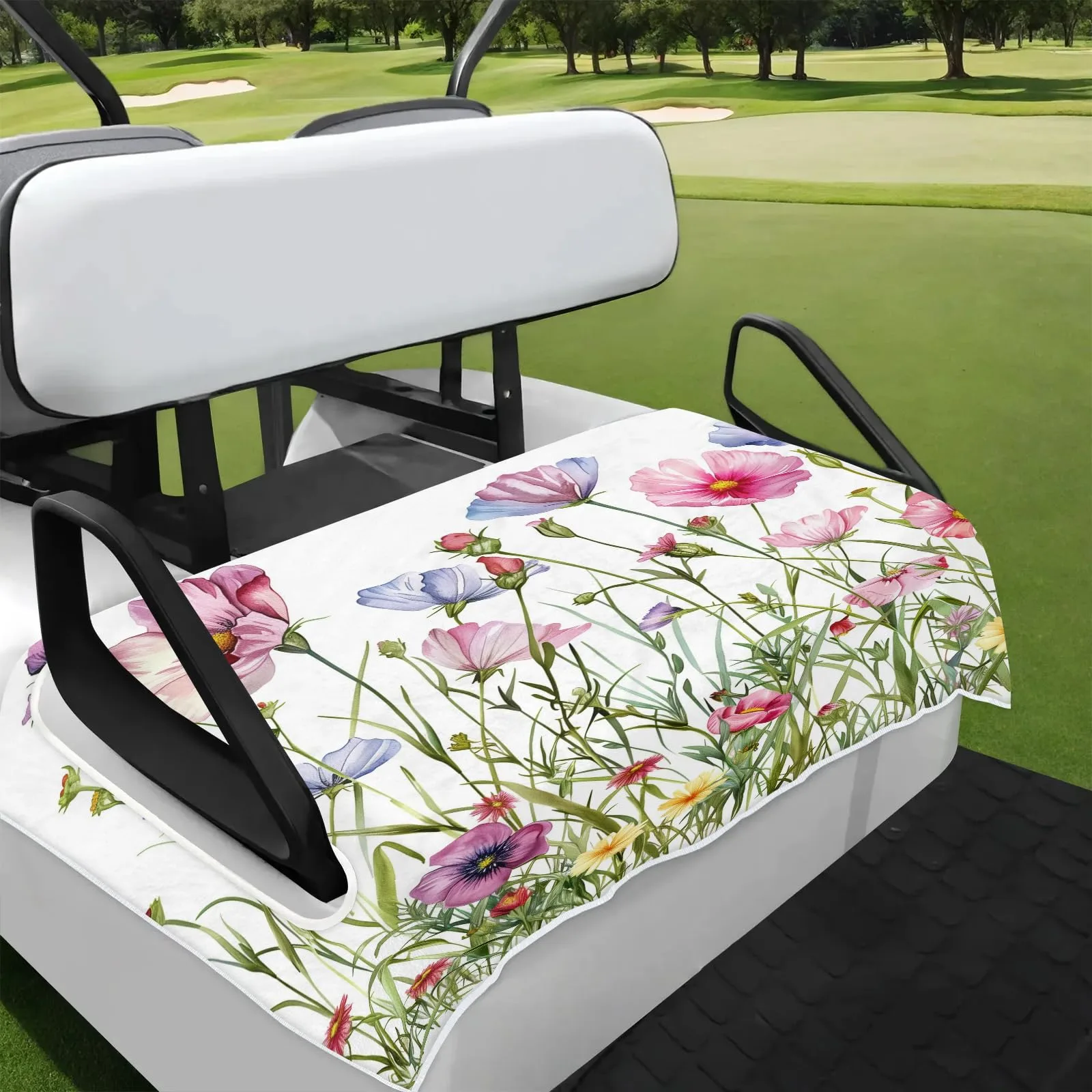 Tiveruda Floral Golf Cart Seat Cover for Double Seats