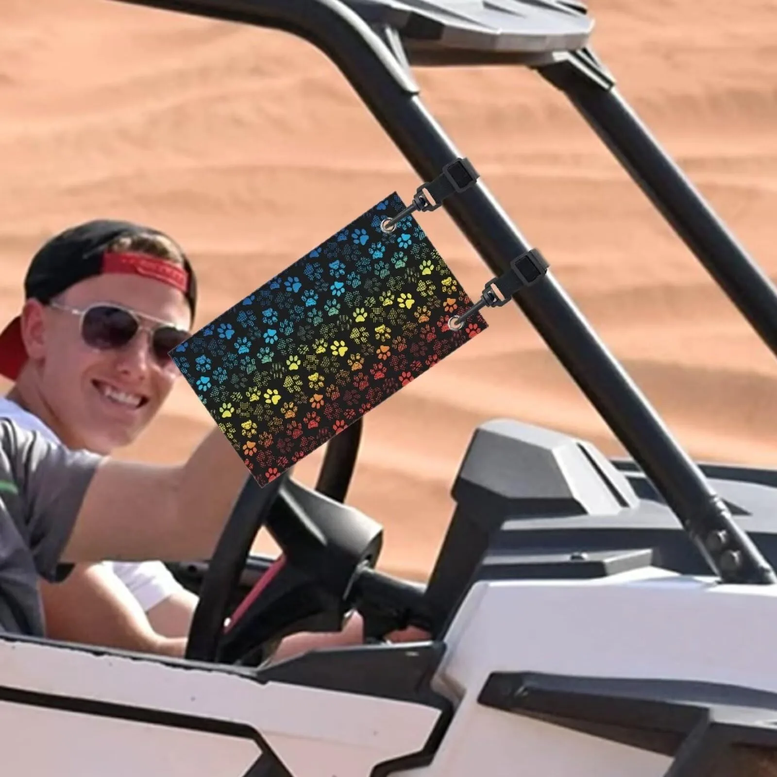 Whosucclay Golf Cart Flag with Straps, Colorful Dog Paw image 3