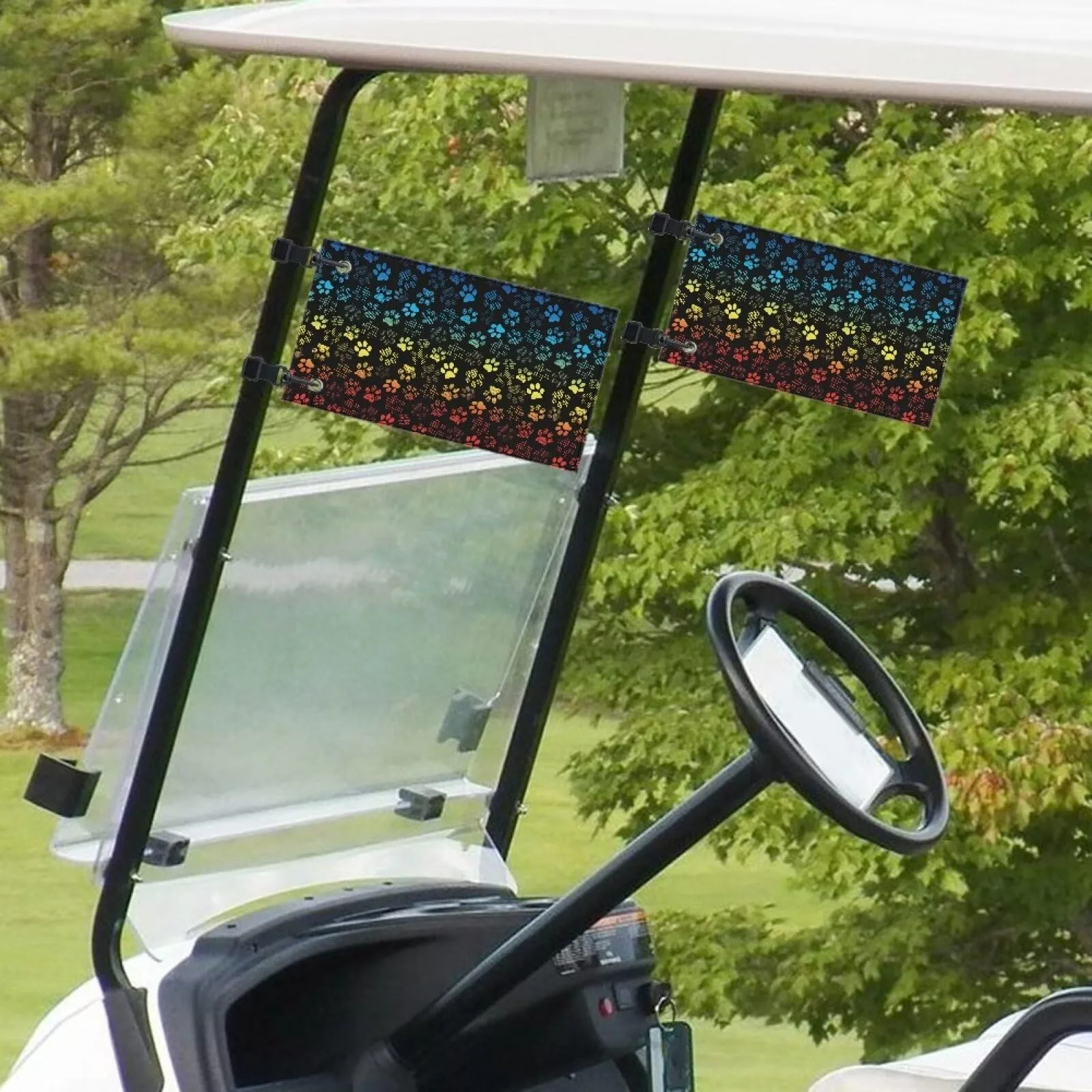 Whosucclay Golf Cart Flag with Straps, Colorful Dog Paw image 4