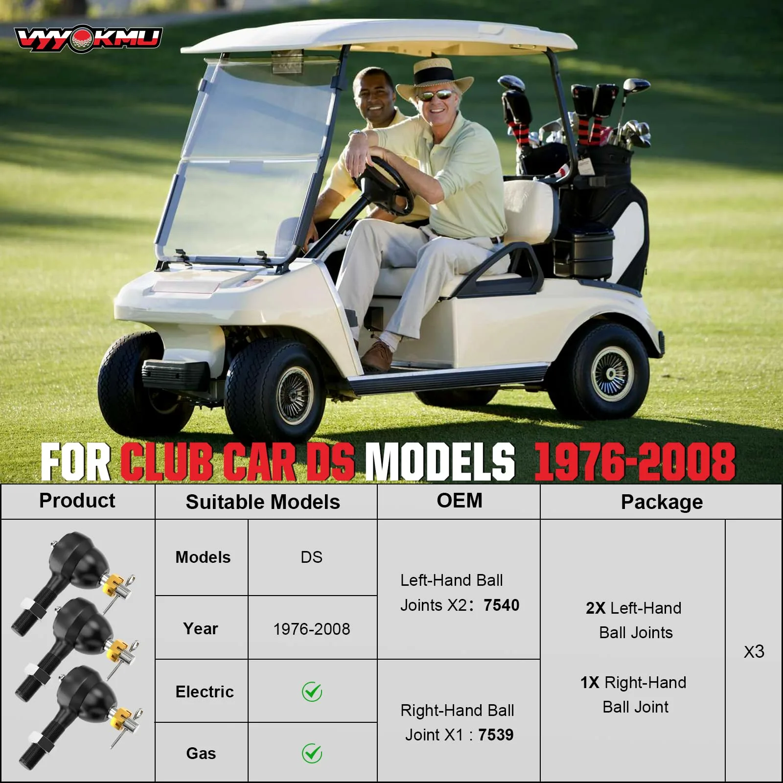 VYYOKMU Tie Rod End Kit for Club Car DS 1976-2008 image 4