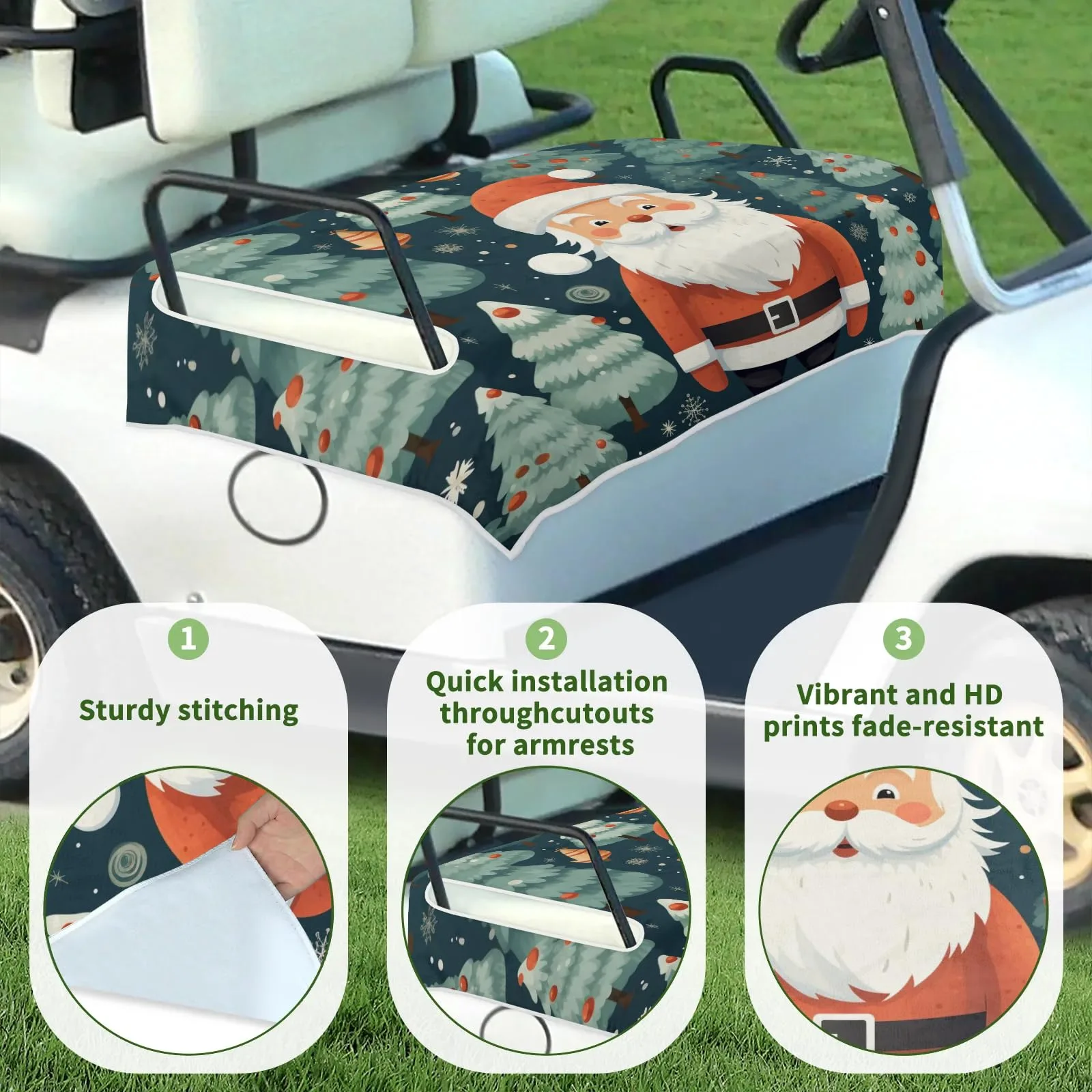 Tiveruda Santa Claus Golf Cart Seat Cover, 51 x 31 in image 3