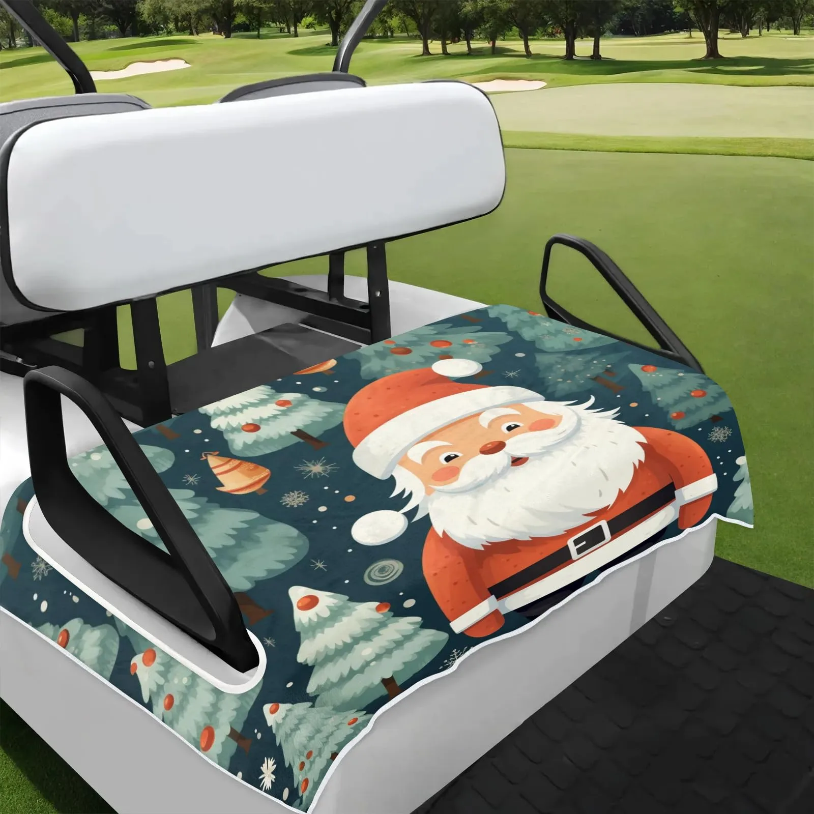 Tiveruda Santa Claus Golf Cart Seat Cover, 51 x 31 in