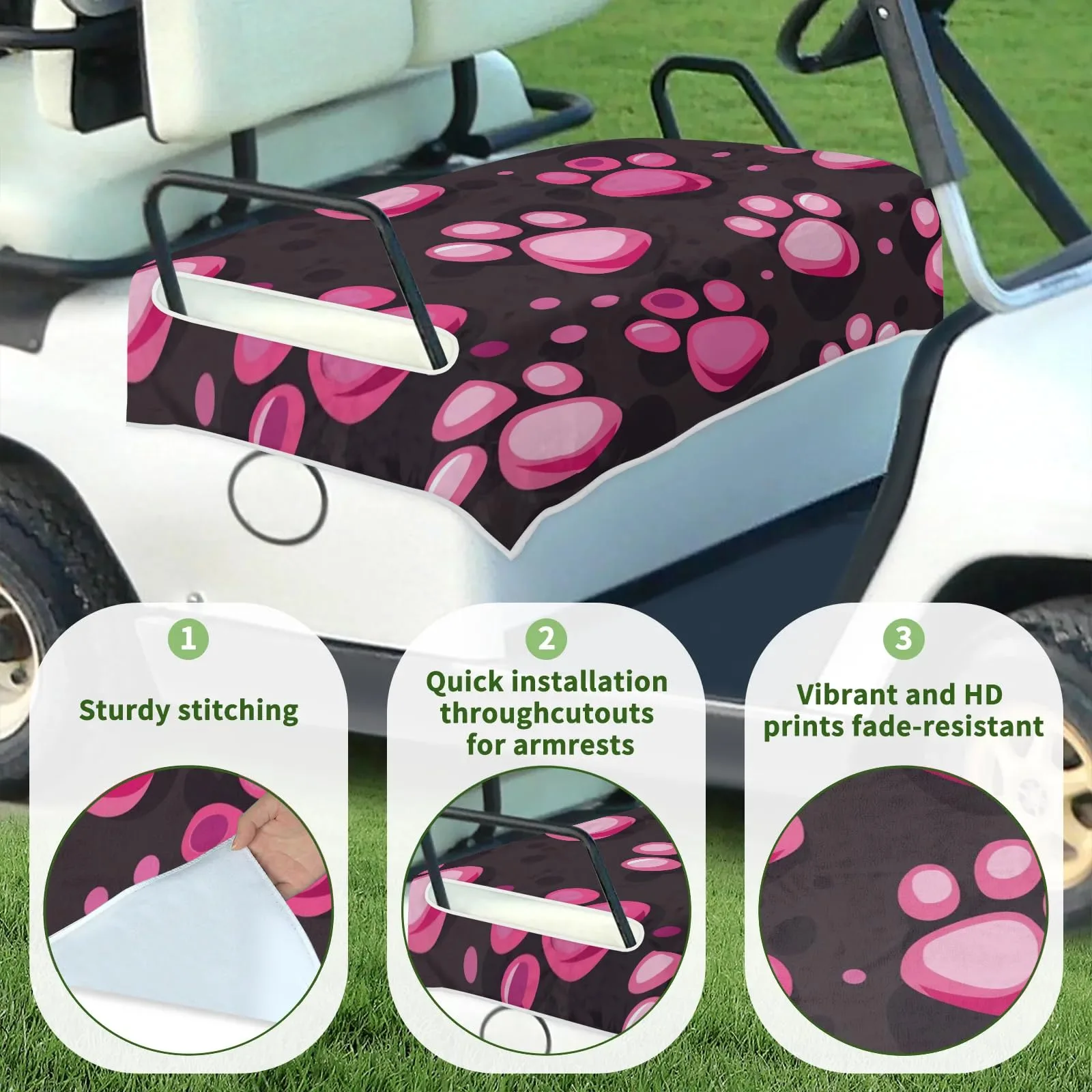 Tiveruda Dog Paw Golf Cart Seat Cover, 51 x 31 in image 3