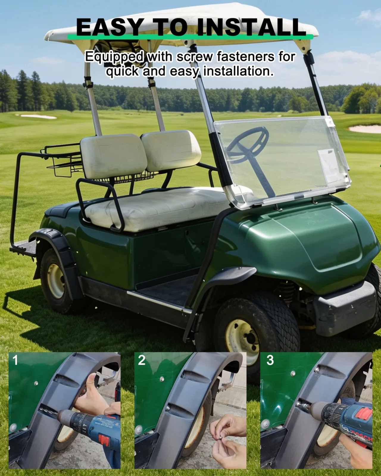 LDETXY Fender Flares for Yamaha G14-G22 Golf Carts image 4