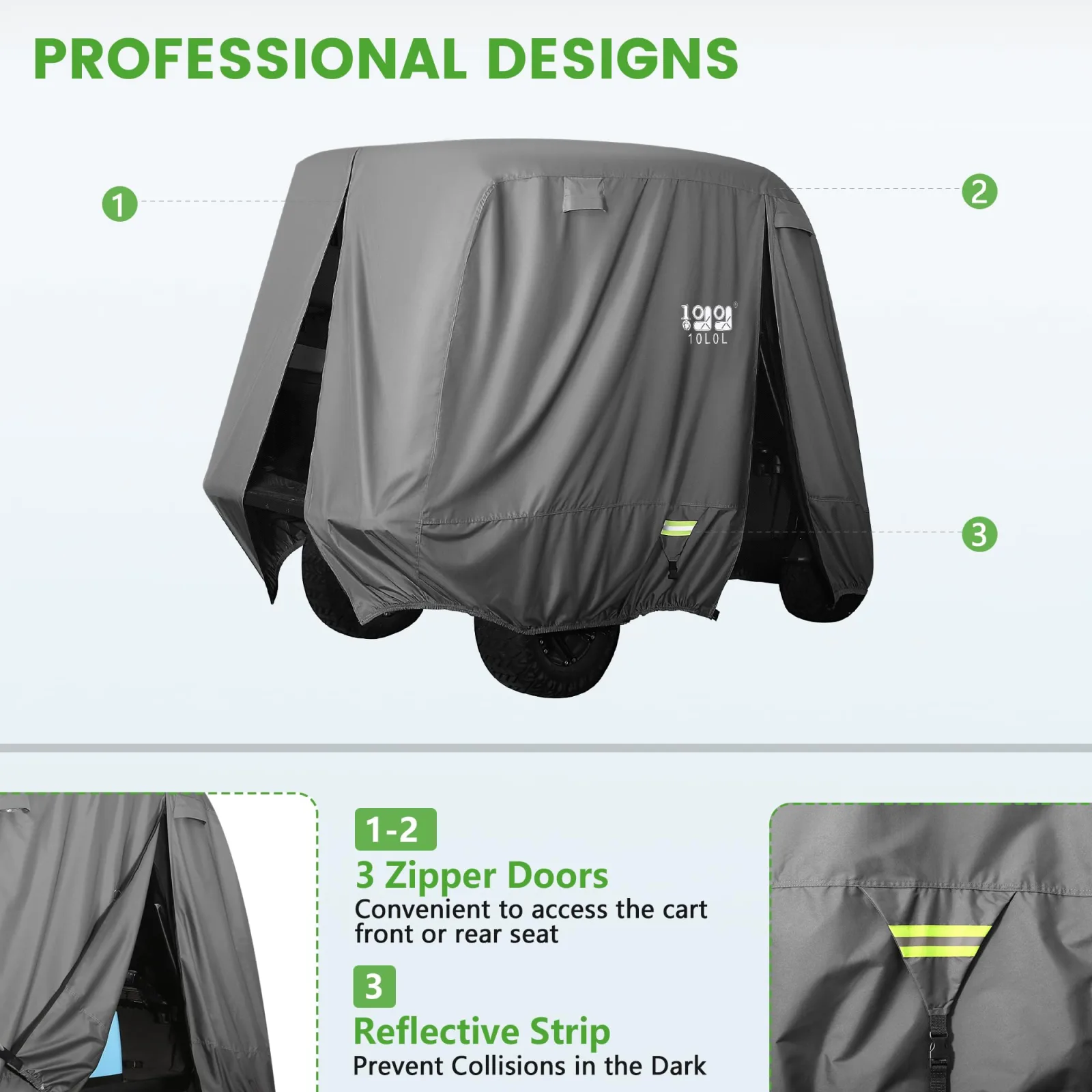 10L0L F27-B Golf Cart Cover for Extended Roofs image 3